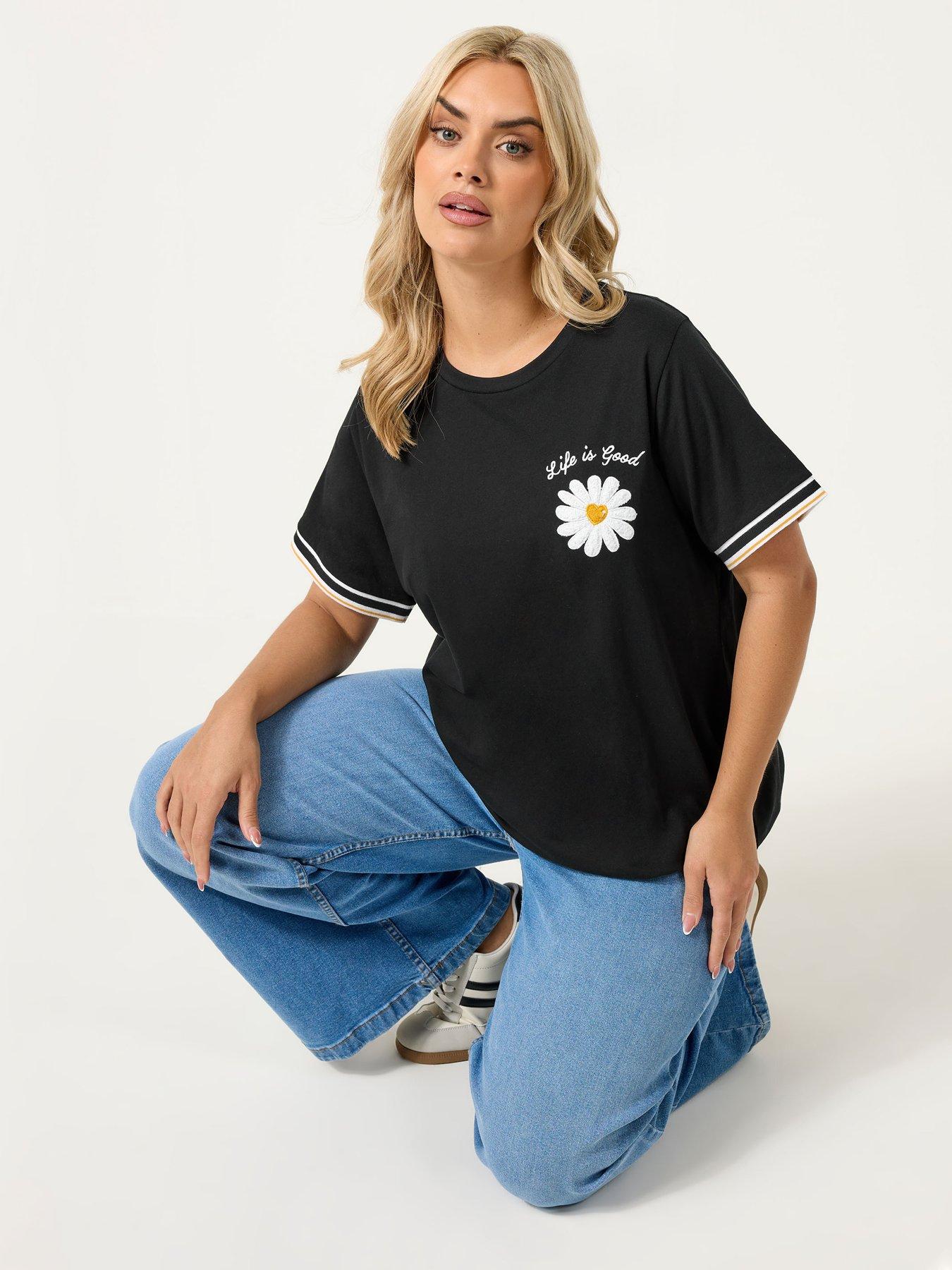 yours-curve-varsity-trim-t-shirt-black