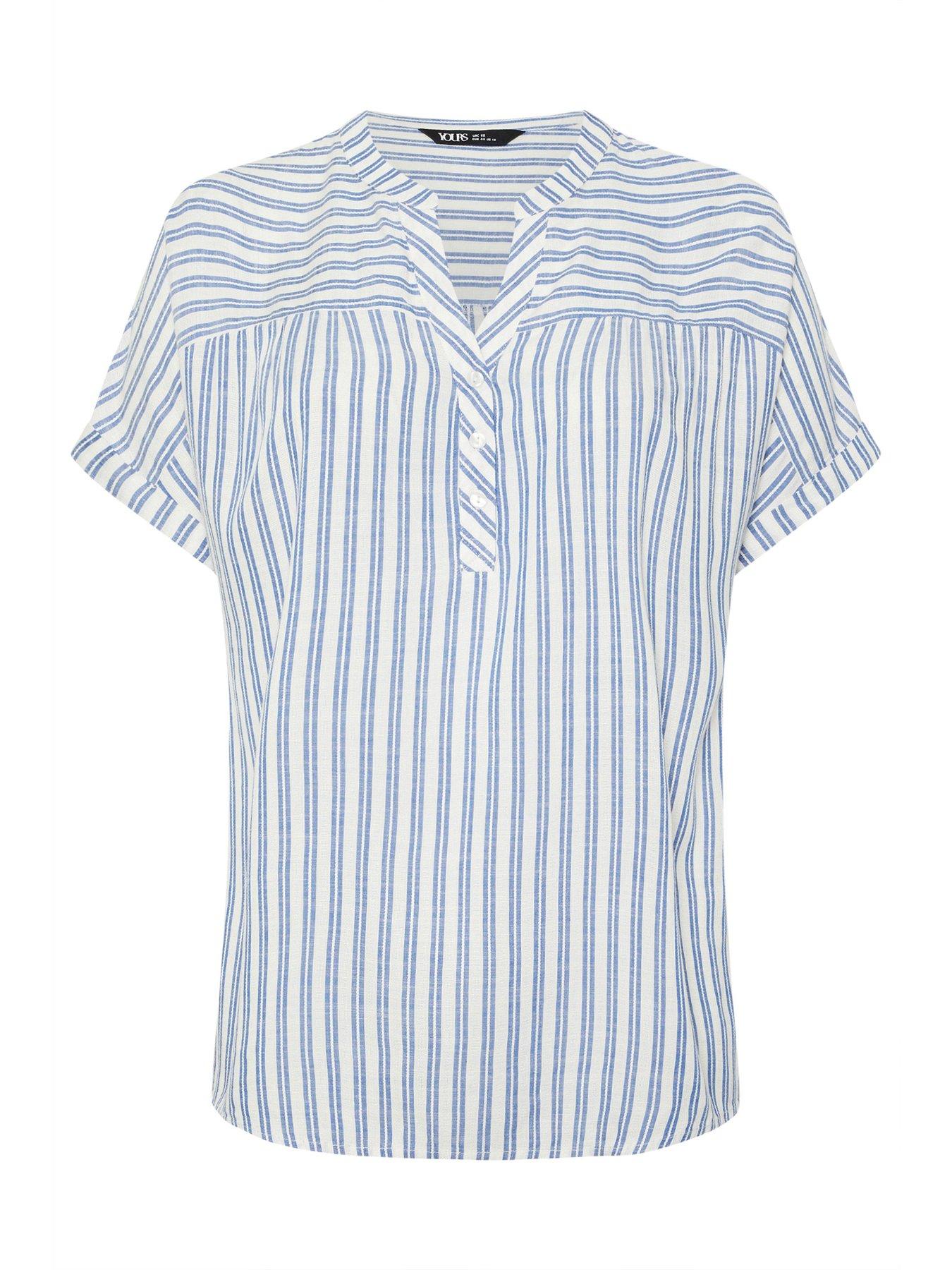 yours-curve-stripe-notch-neck-blouse-whitedetail