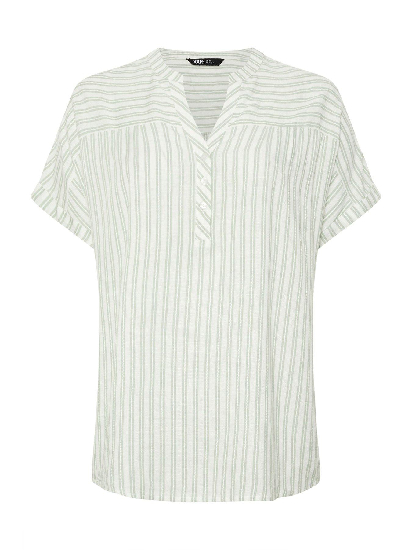 yours-curve-stripe-notch-neck-blouse-whitedetail