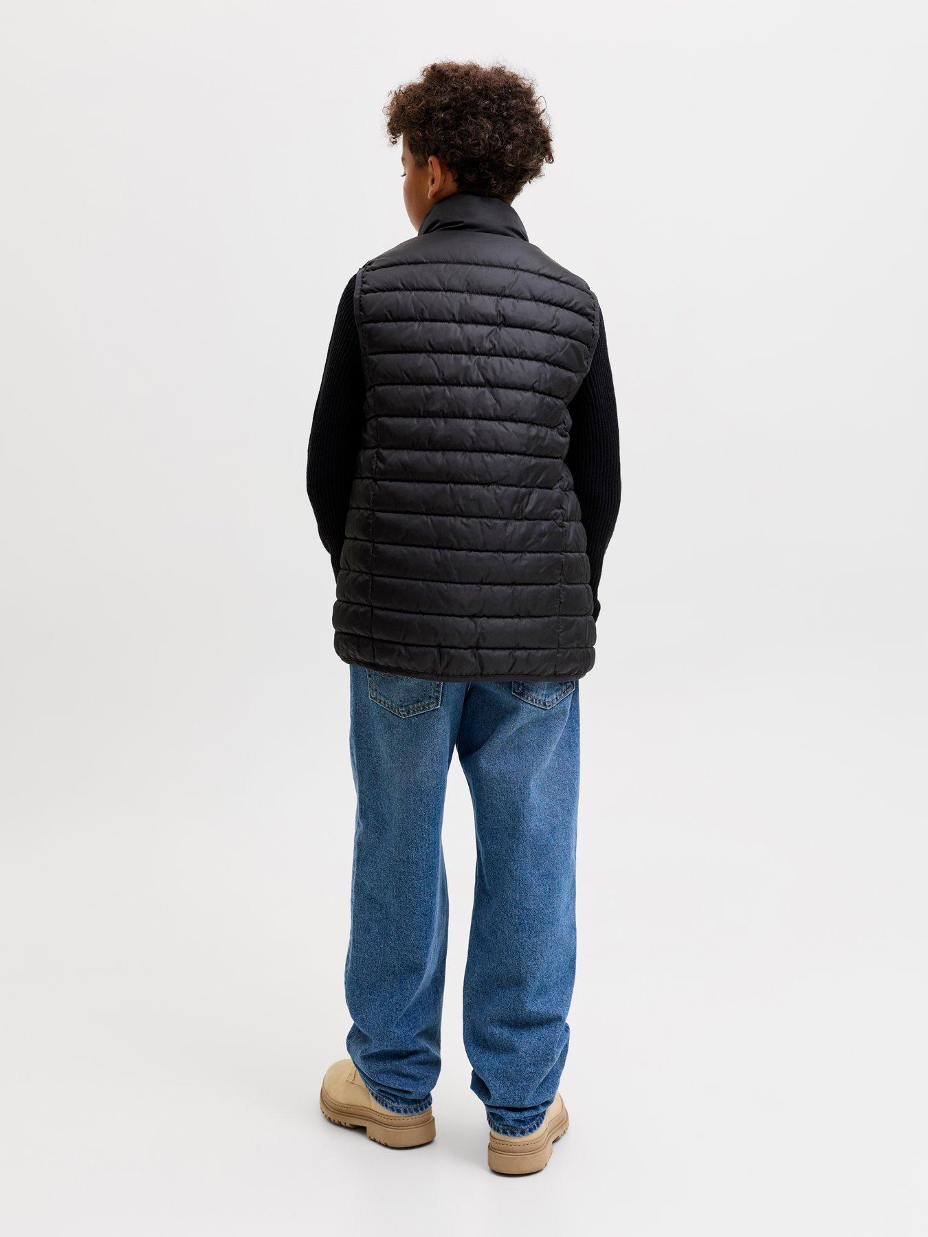 Image 2 of 7 of Jack & Jones Junior Boys Quilted Zip Through Gilet - Black