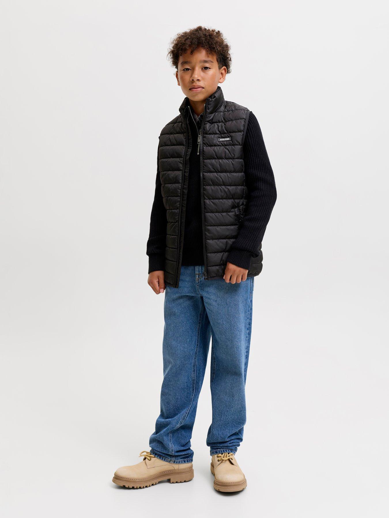 Image 3 of 7 of Jack & Jones Junior Boys Quilted Zip Through Gilet - Black