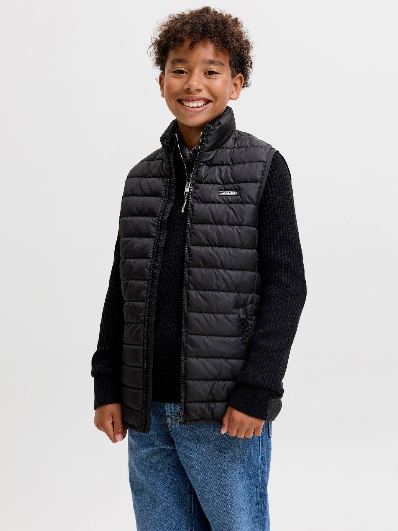 Image 4 of 7 of Jack & Jones Junior Boys Quilted Zip Through Gilet - Black