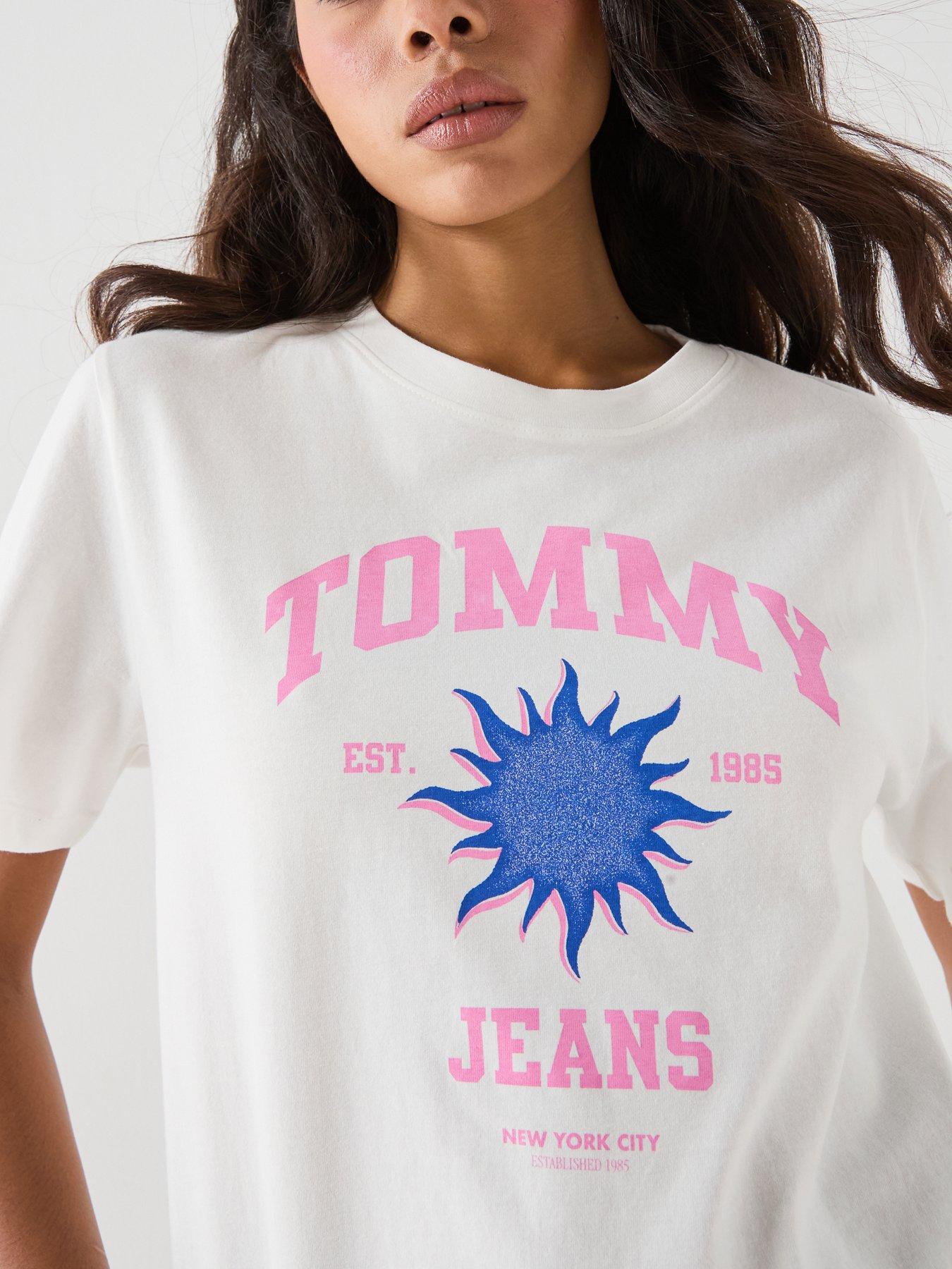 Image 4 of 6 of Tommy Jeans Tjw Graphic Print T-Shirt - Cream