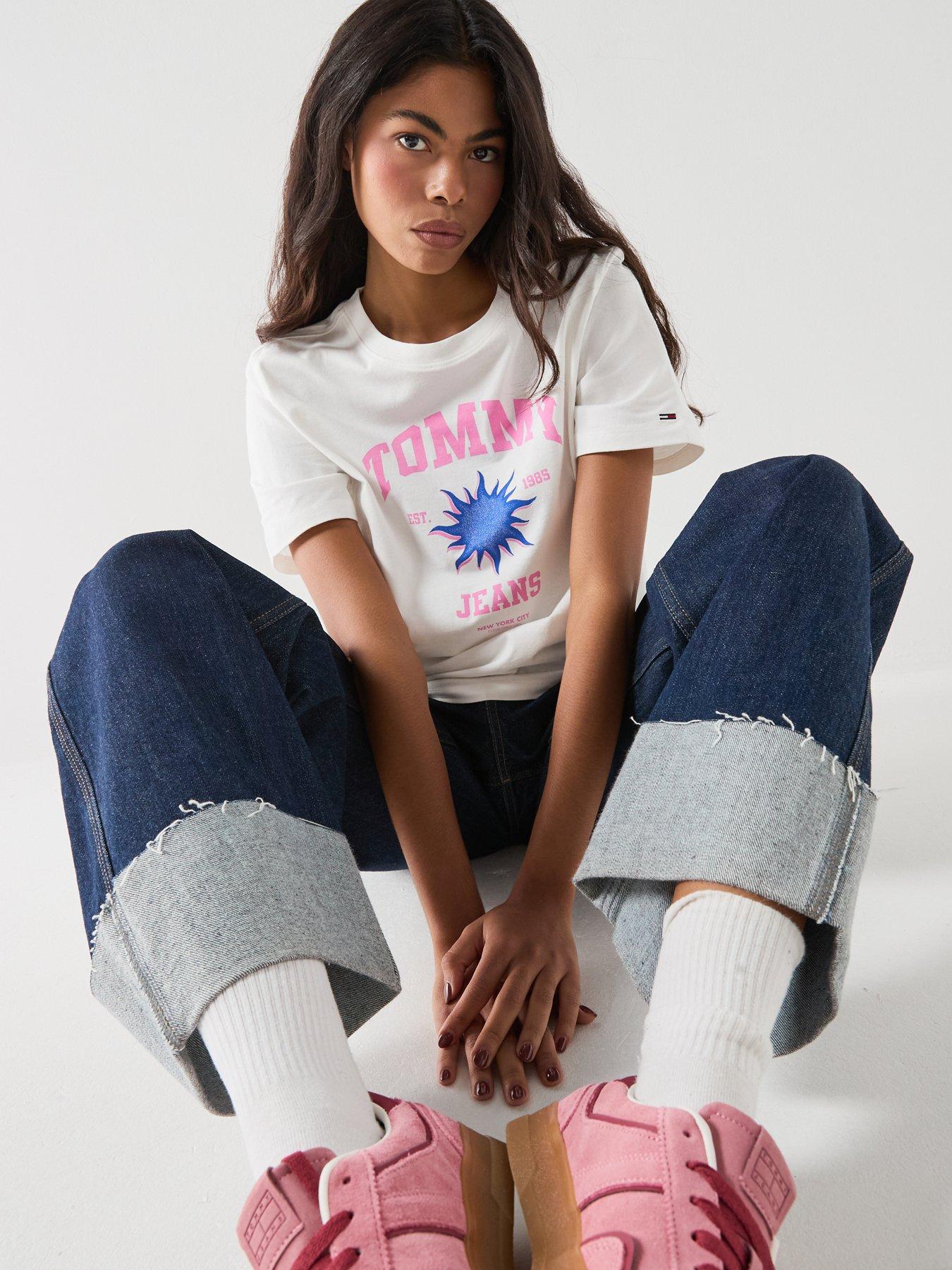 Image 5 of 6 of Tommy Jeans Tjw Graphic Print T-Shirt - Cream