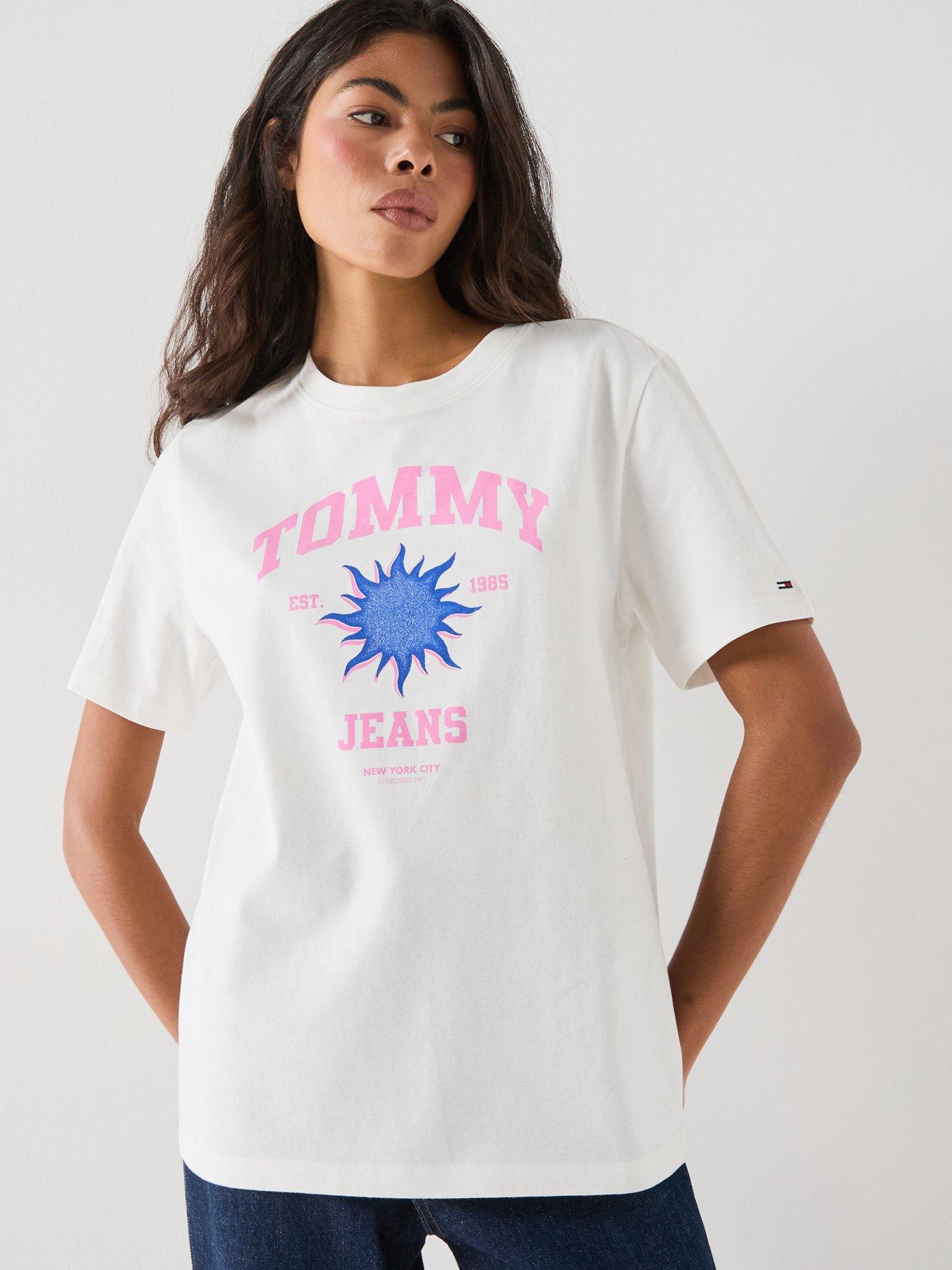 Image 6 of 6 of Tommy Jeans Tjw Graphic Print T-Shirt - Cream