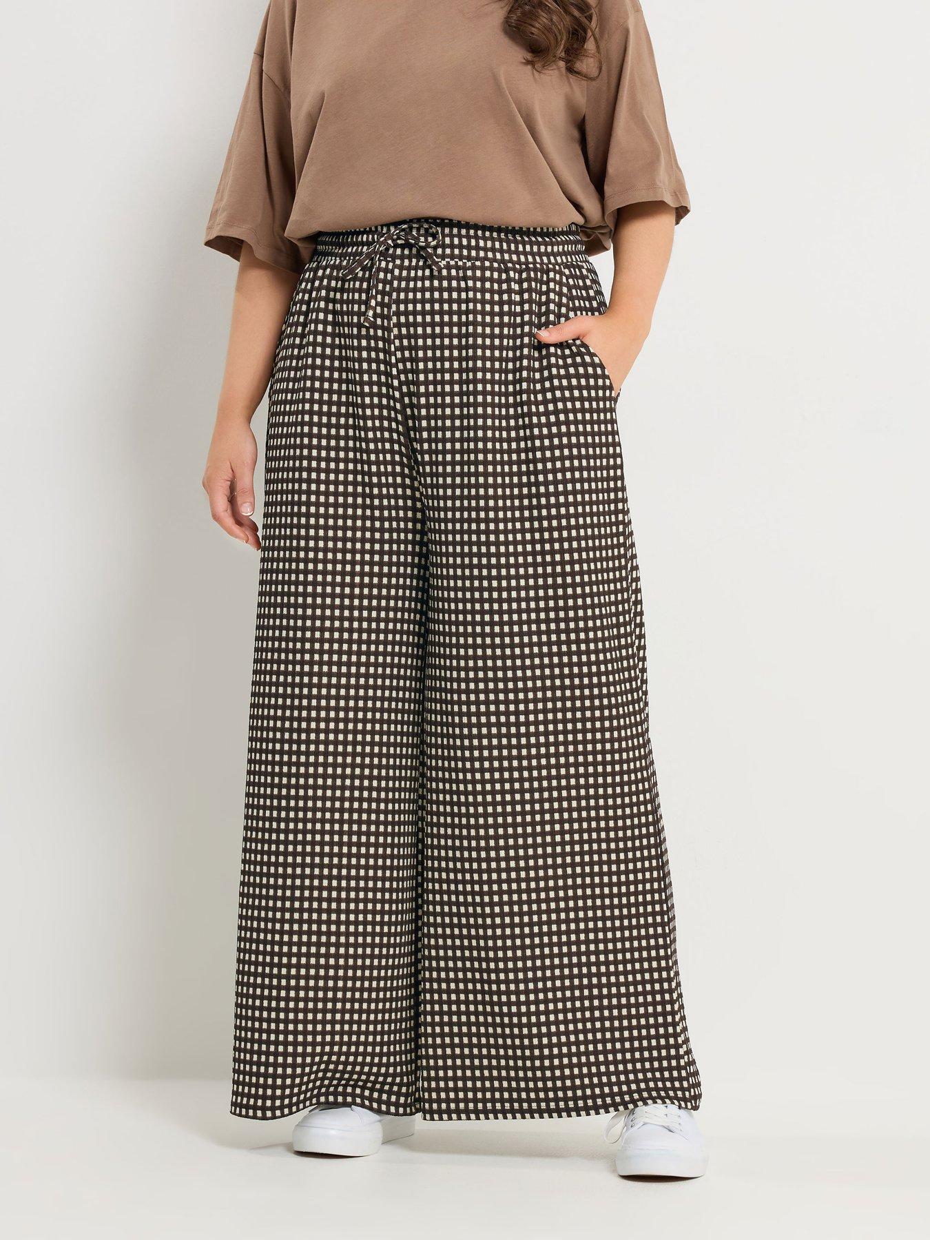 Yours Curve Crinkle Wide Leg Trouser