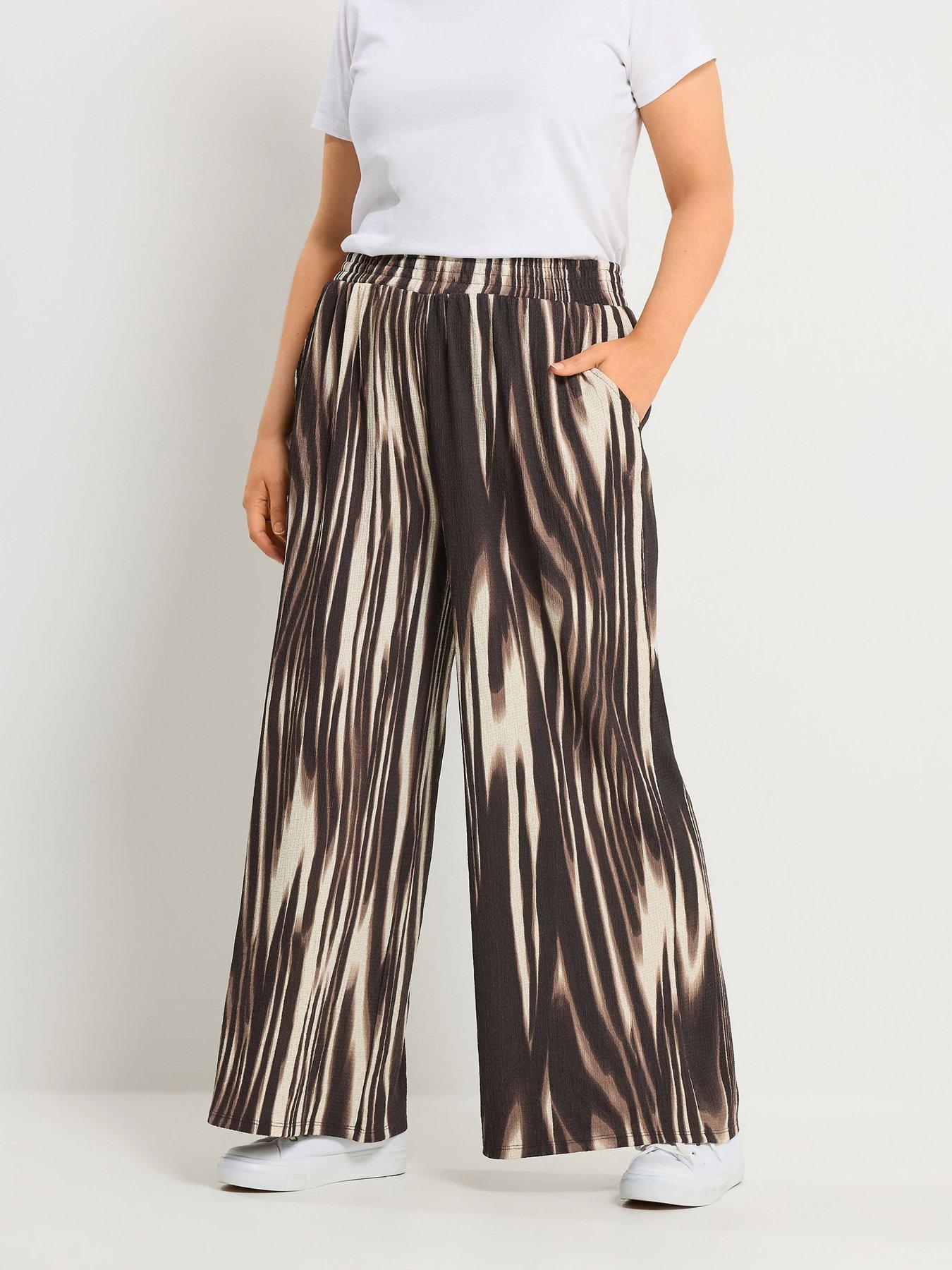 Yours Curve Jersey Wide Leg Trousers - Brown