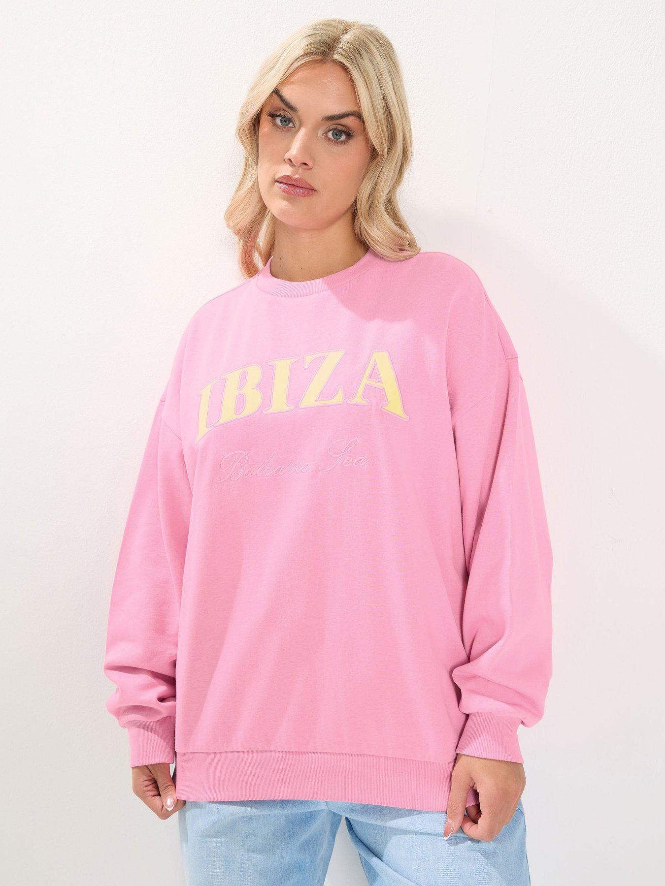 yours-curve-ibiza-applique-sweatshirt-pinkfront
