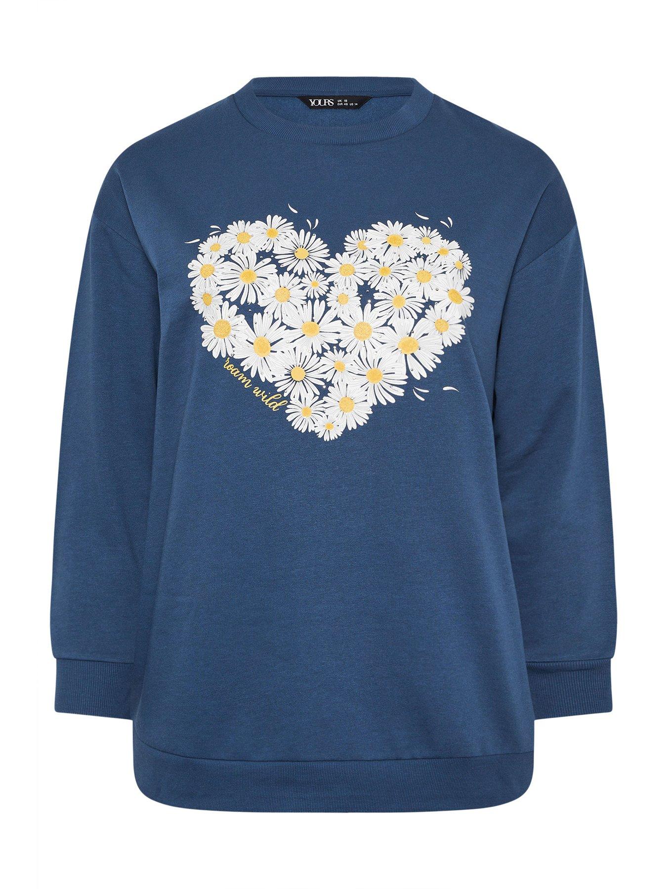 Image 5 of 5 of Yours Curve Daisy Sweatshirt - Blue