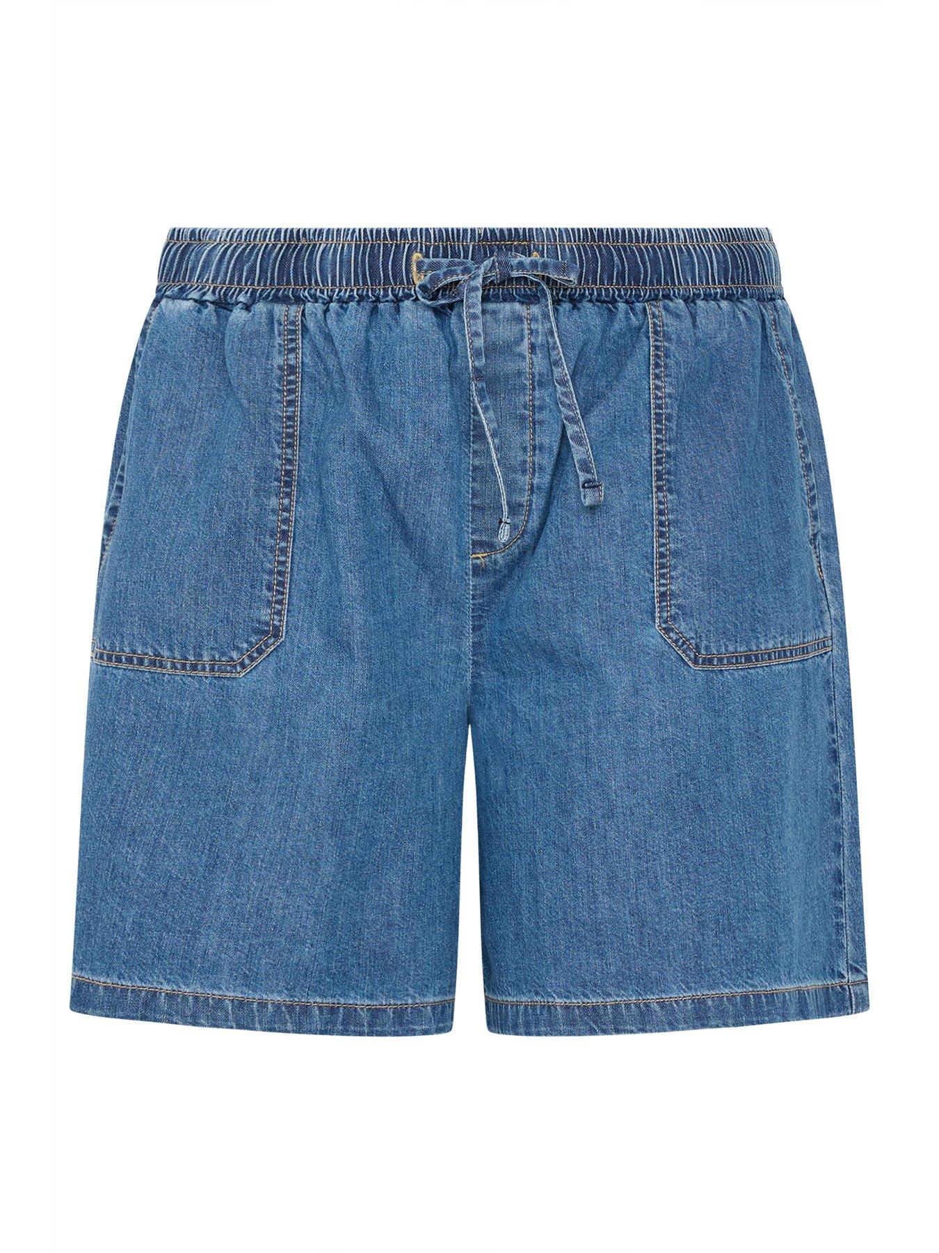 yours-curve-tie-waist-denim-shorts-bluedetail