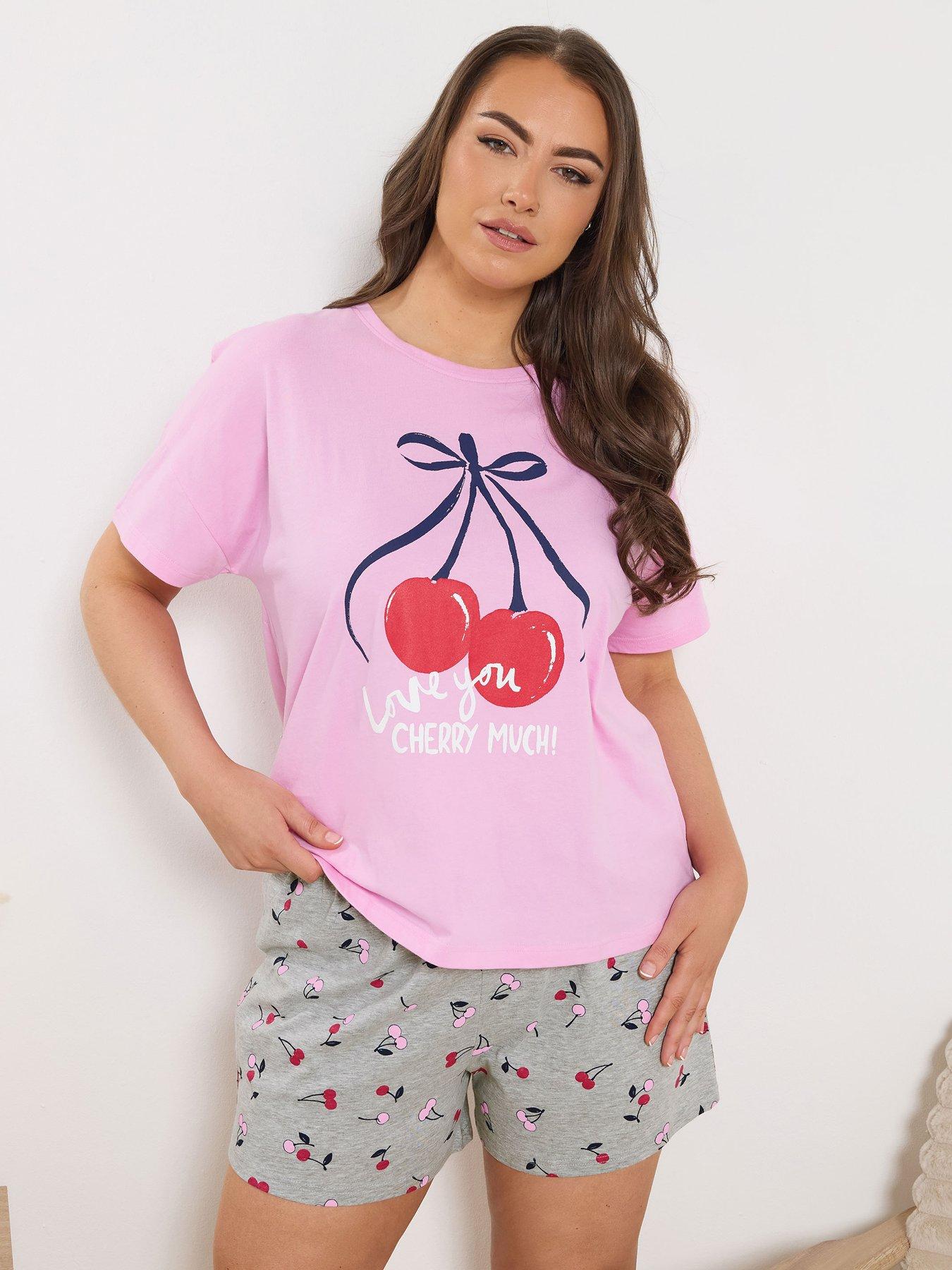 Yours Curve Cherry Pj Shorts