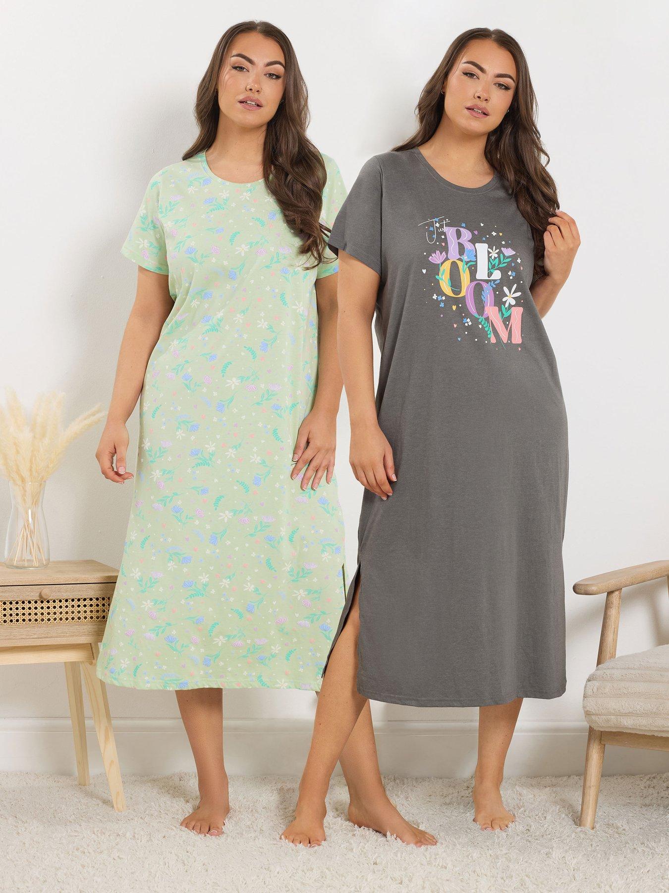 yours-curve-2-pack-just-bloom-midaxi-nightdress-greyfront
