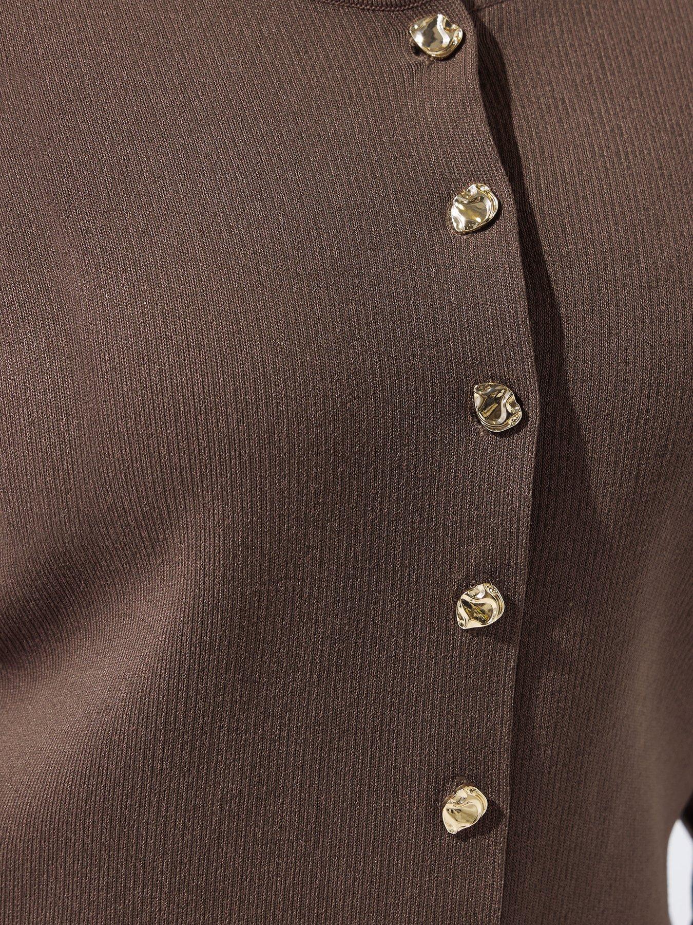 yours-curve-long-sleeve-button-knit-top-brownoutfit