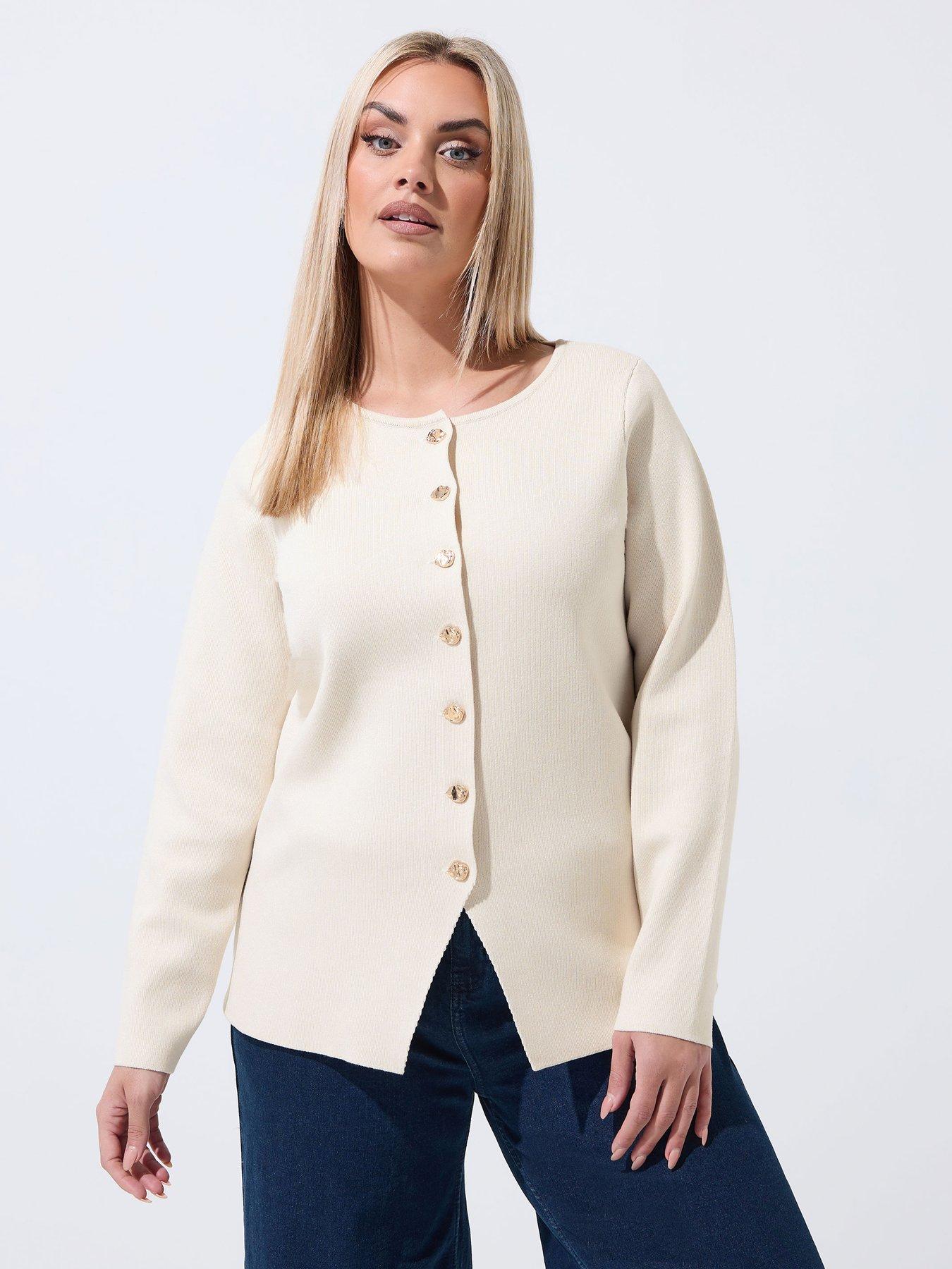 yours-curve-long-sleeve-button-knit-top-creamfront