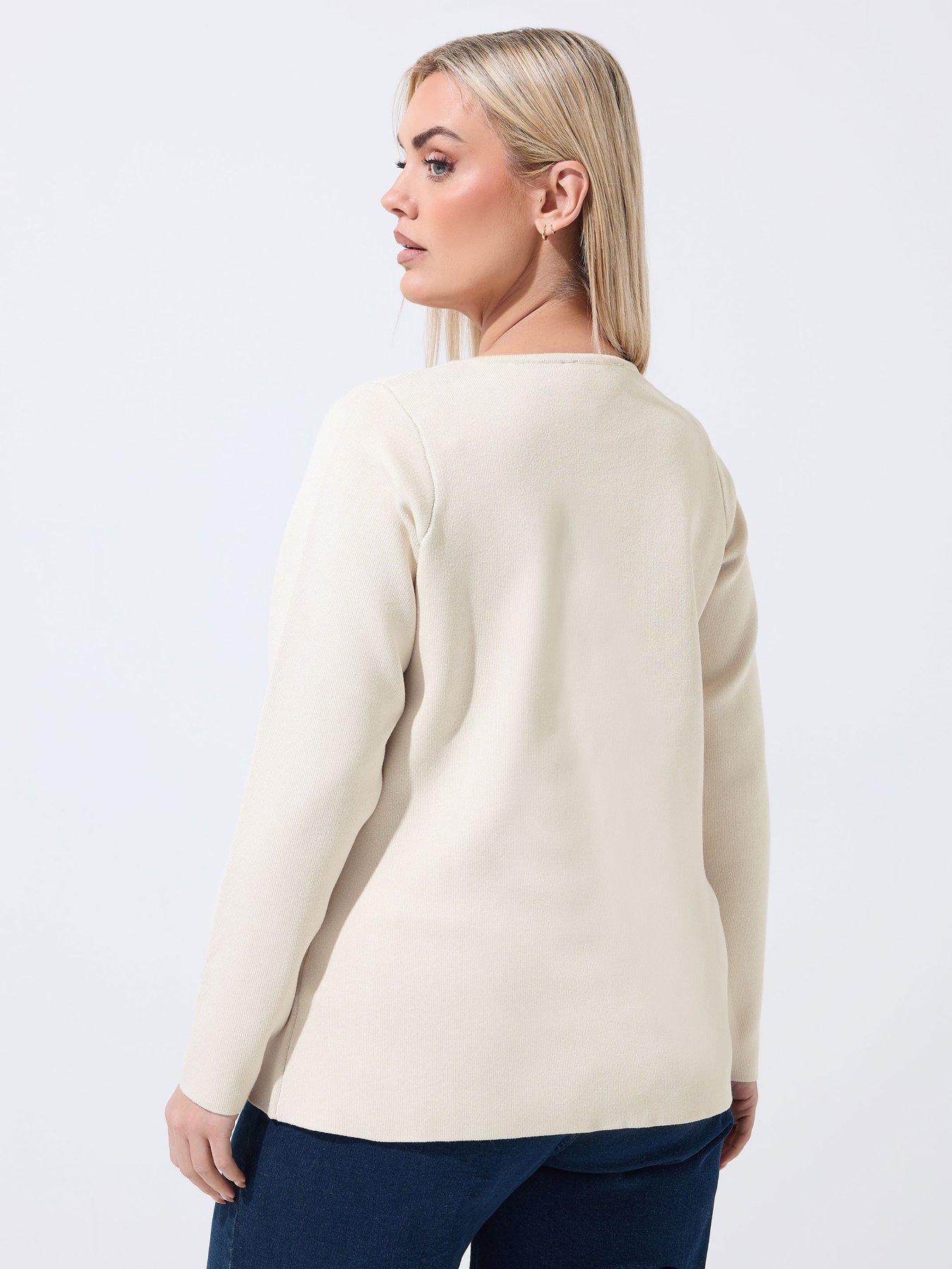 yours-curve-long-sleeve-button-knit-top-creamstillFront
