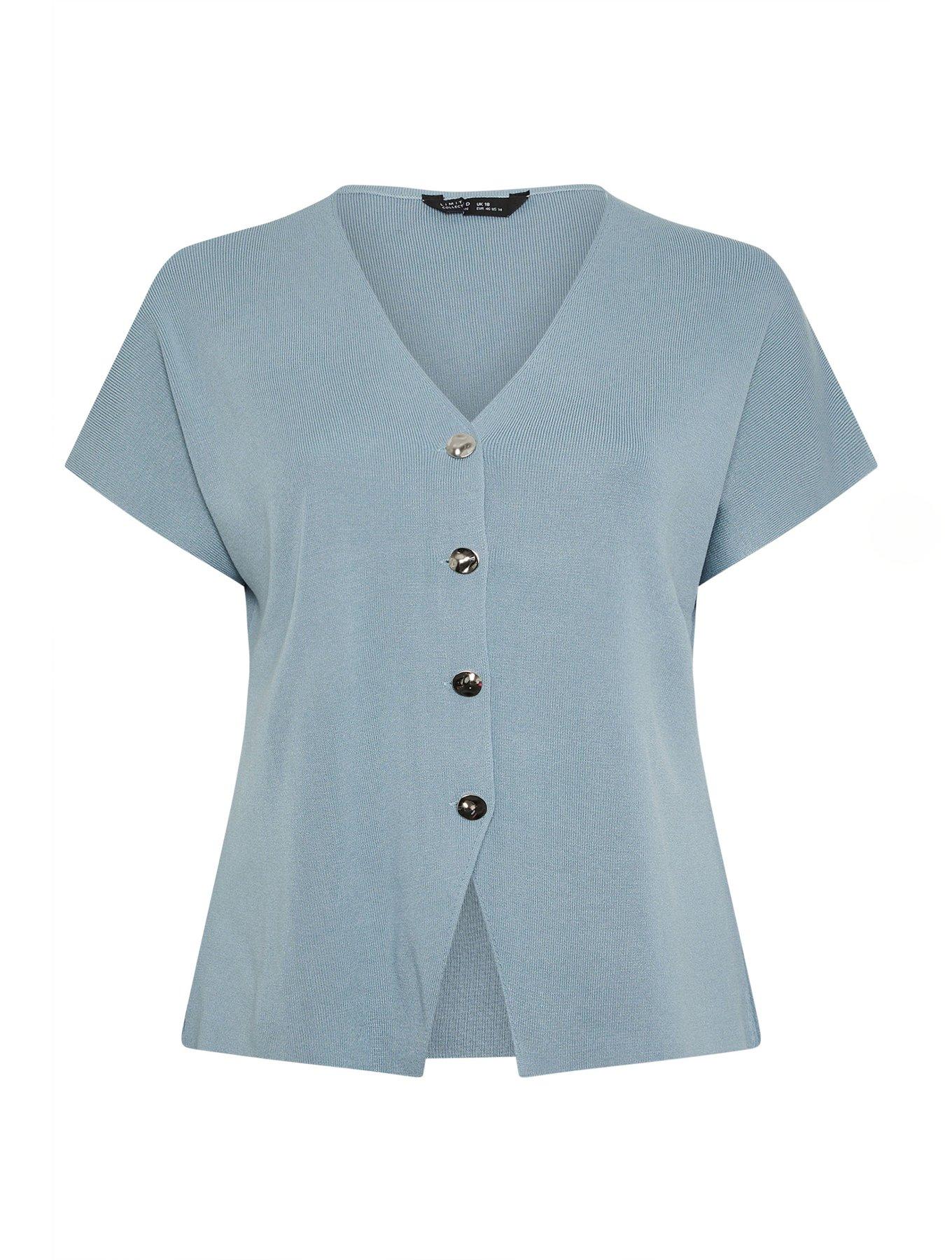 yours-curve-double-button-knit-top-bluedetail