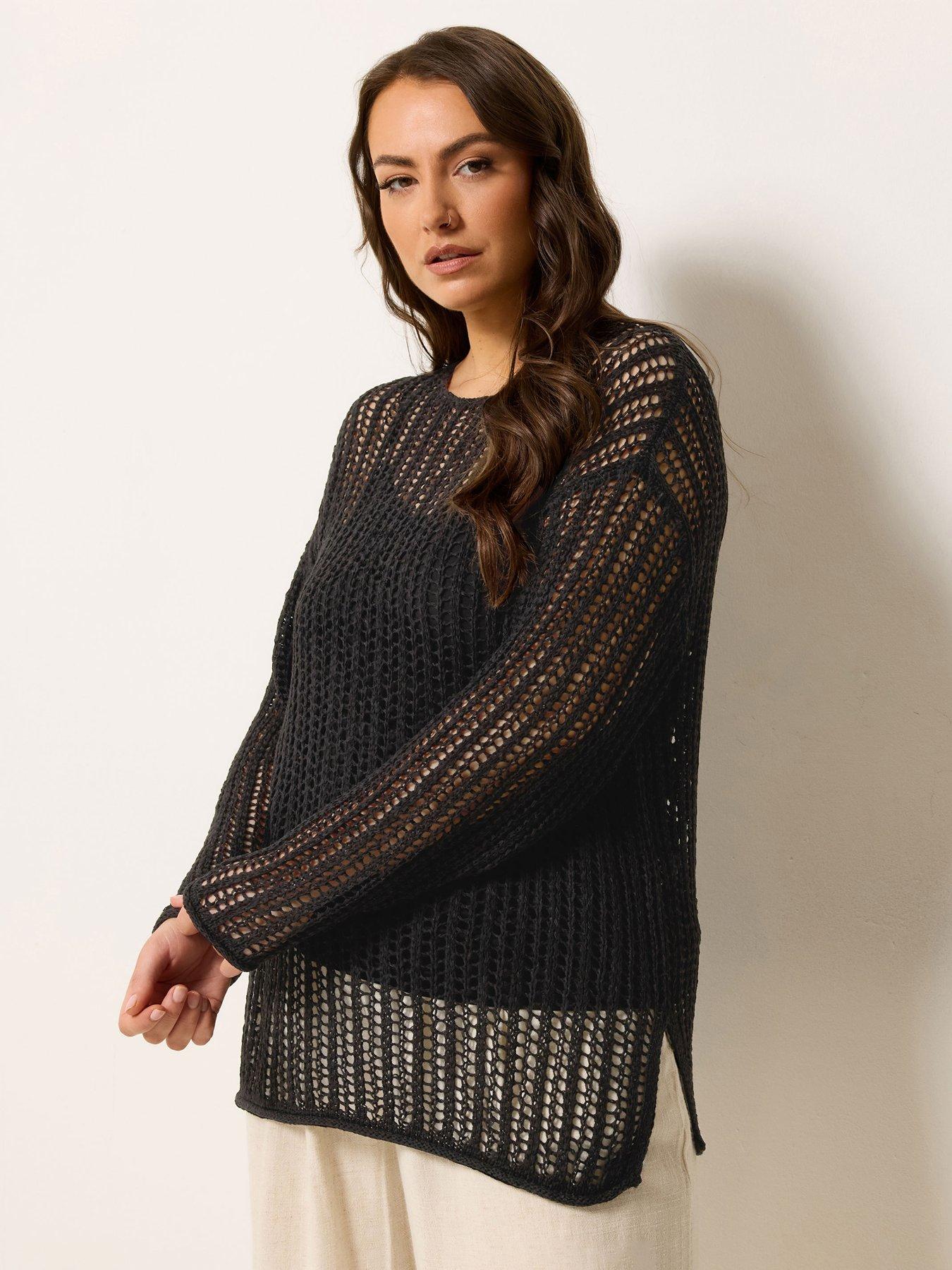Yours Curve Tape Yarn Open Stitch Jumper