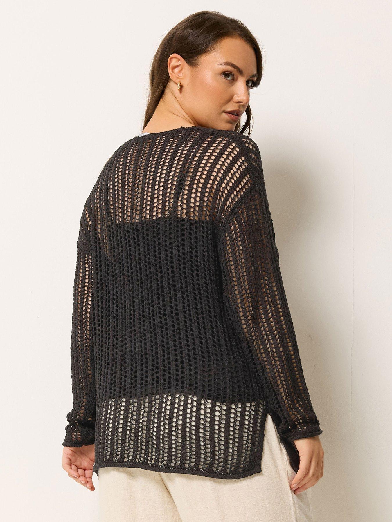 Image 2 of 5 of Yours Curve Tape Yarn Open Stitch Jumper