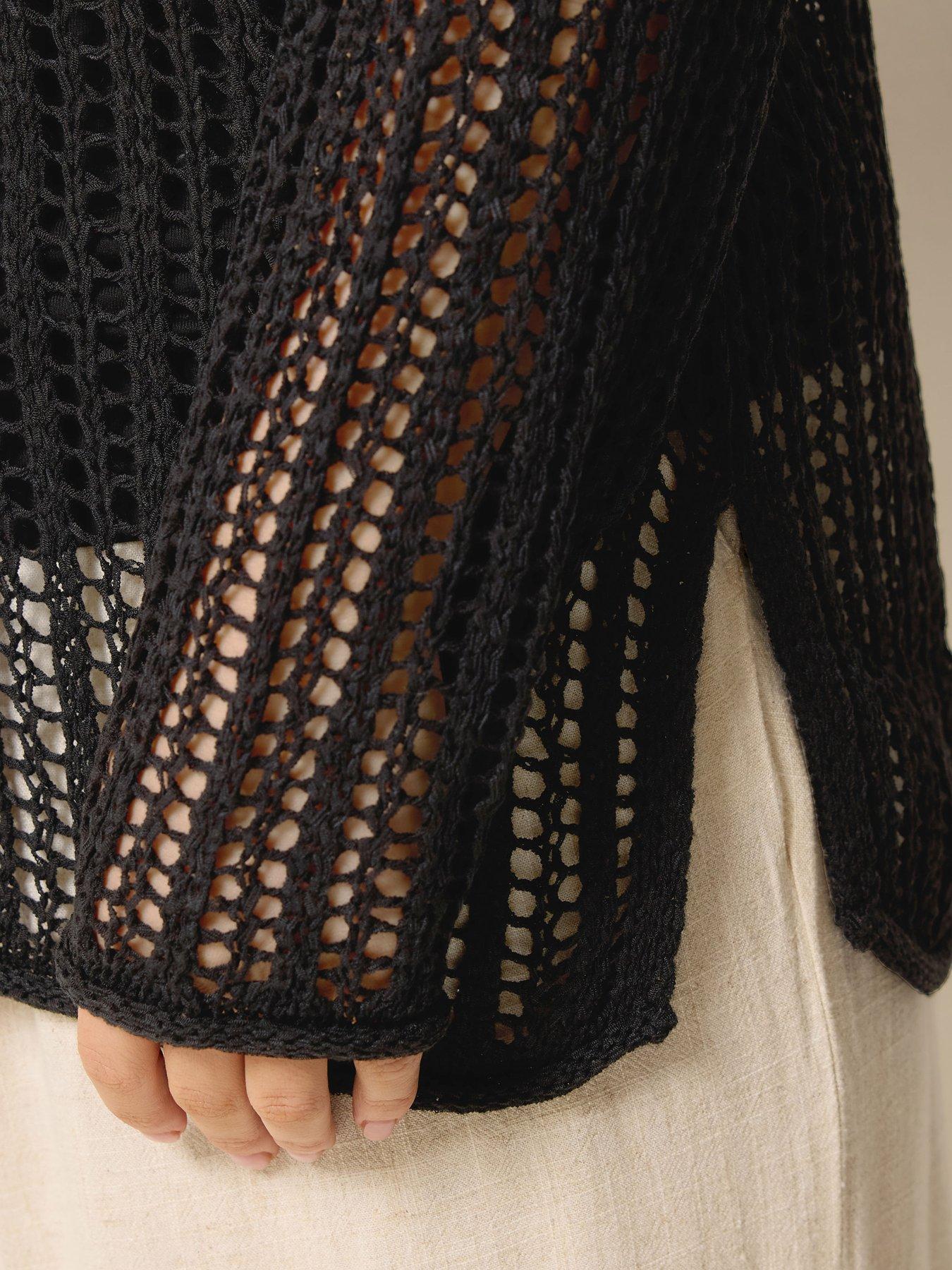 Image 4 of 5 of Yours Curve Tape Yarn Open Stitch Jumper