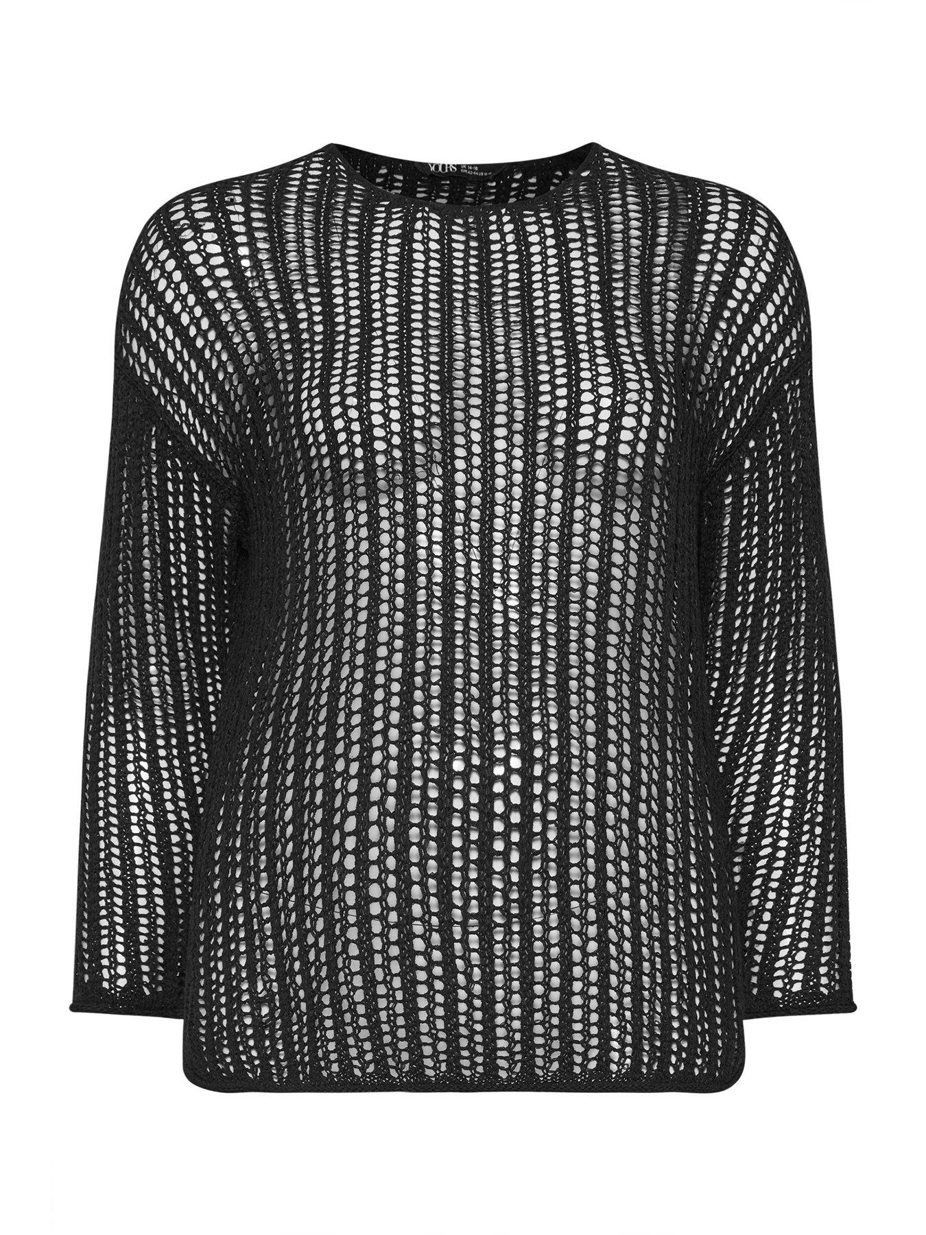 Image 5 of 5 of Yours Curve Tape Yarn Open Stitch Jumper