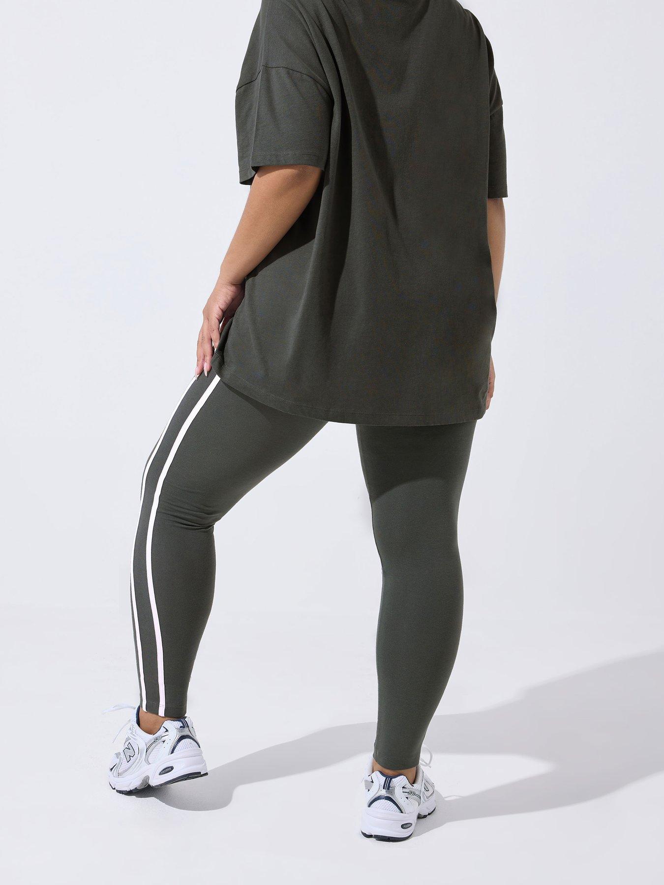 yours-curve-active-side-stripe-leggings-greystillFront