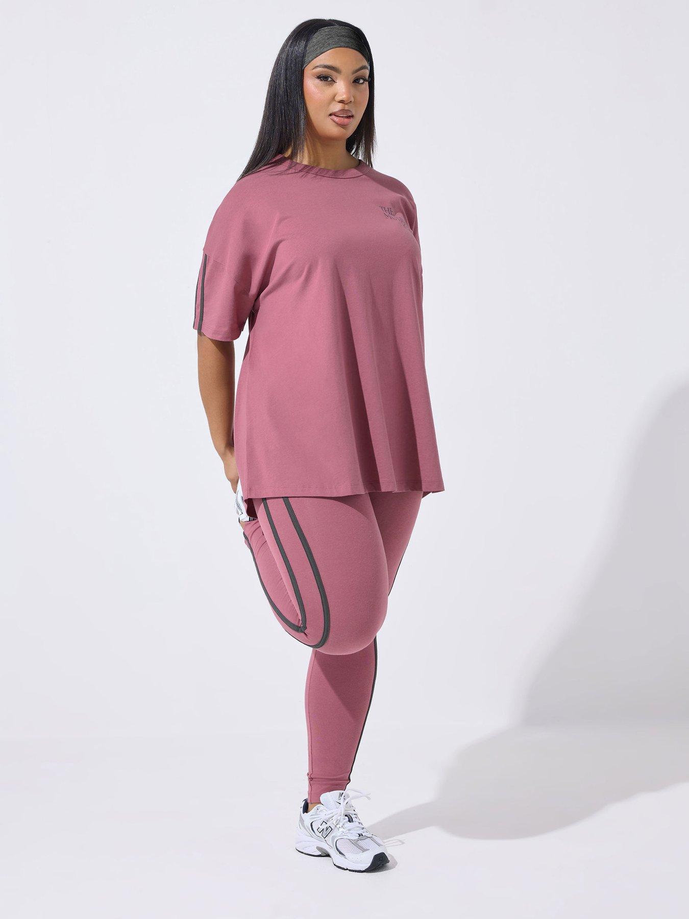 yours-curve-active-side-stripe-leggings-pinkback