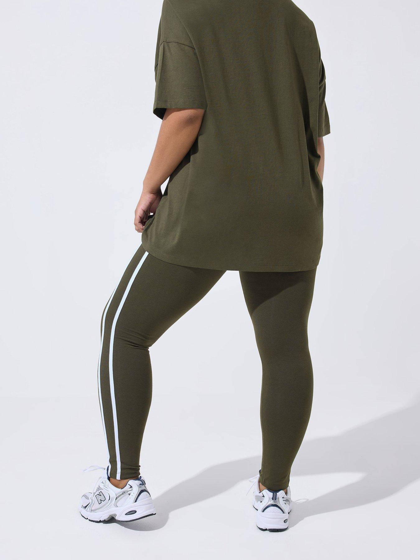 yours-curve-active-side-stripe-leggings-greenstillFront