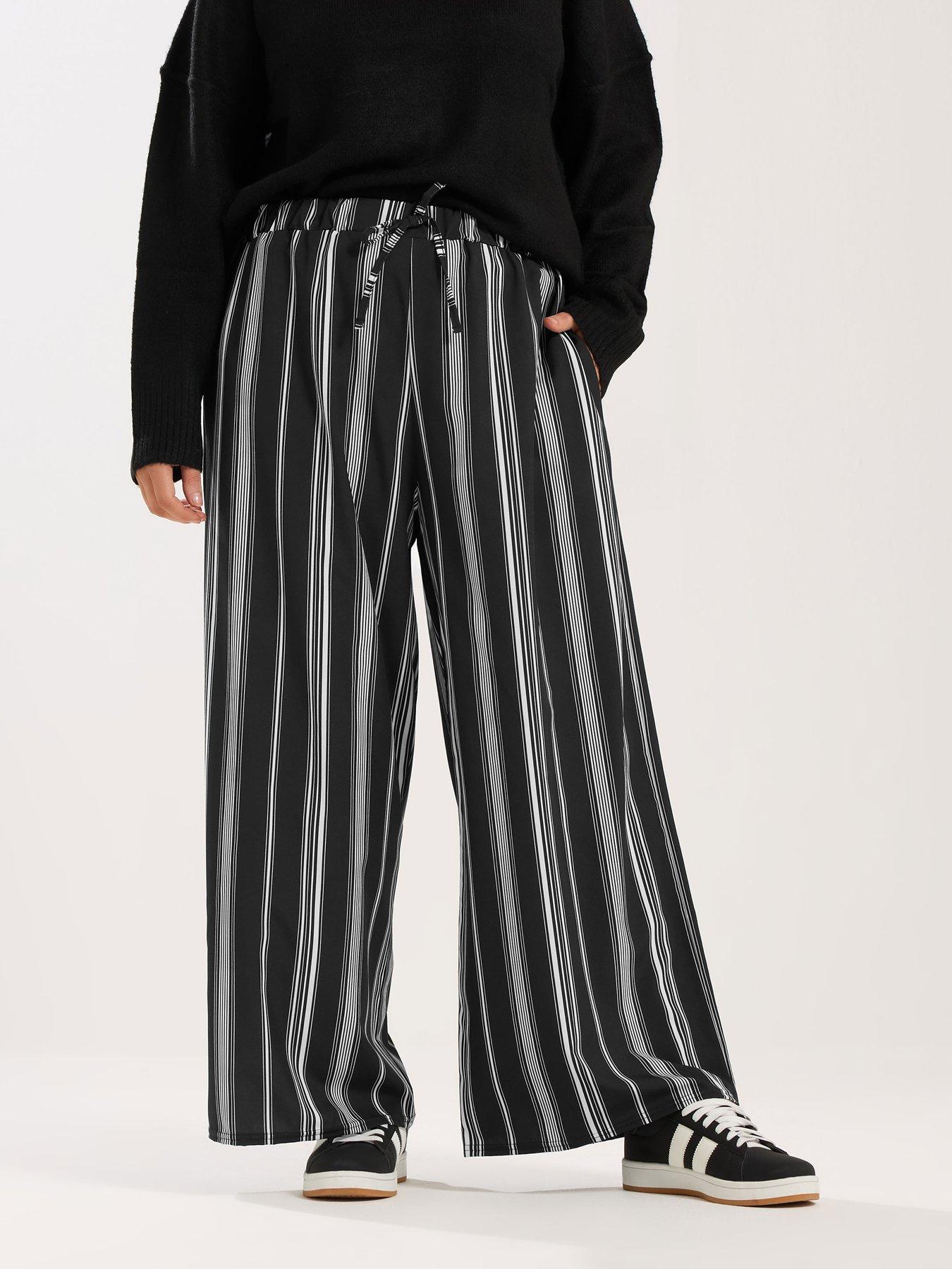yours-curve-wide-leg-stripe-trouser-blackfront