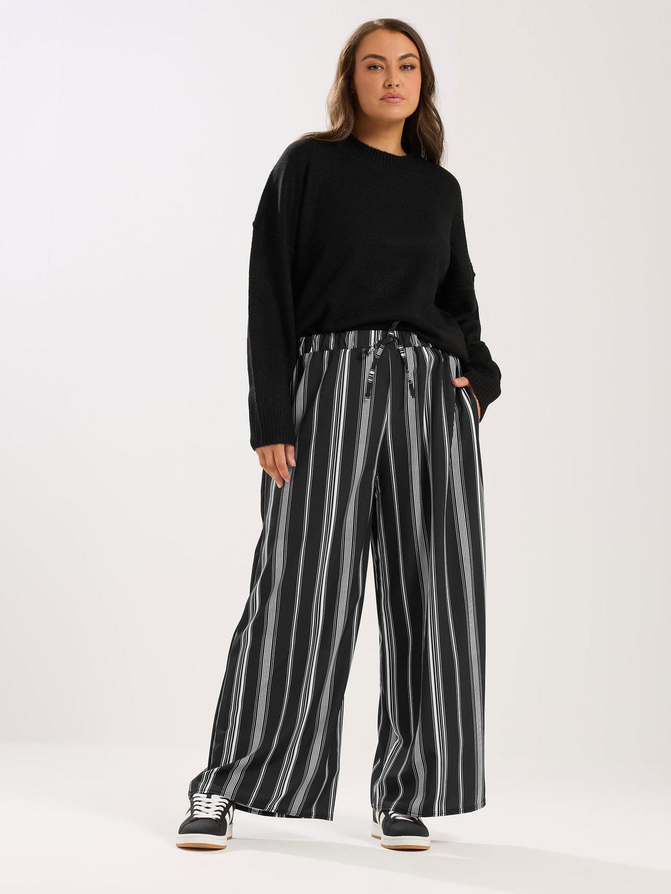 yours-curve-wide-leg-stripe-trouser-blackback