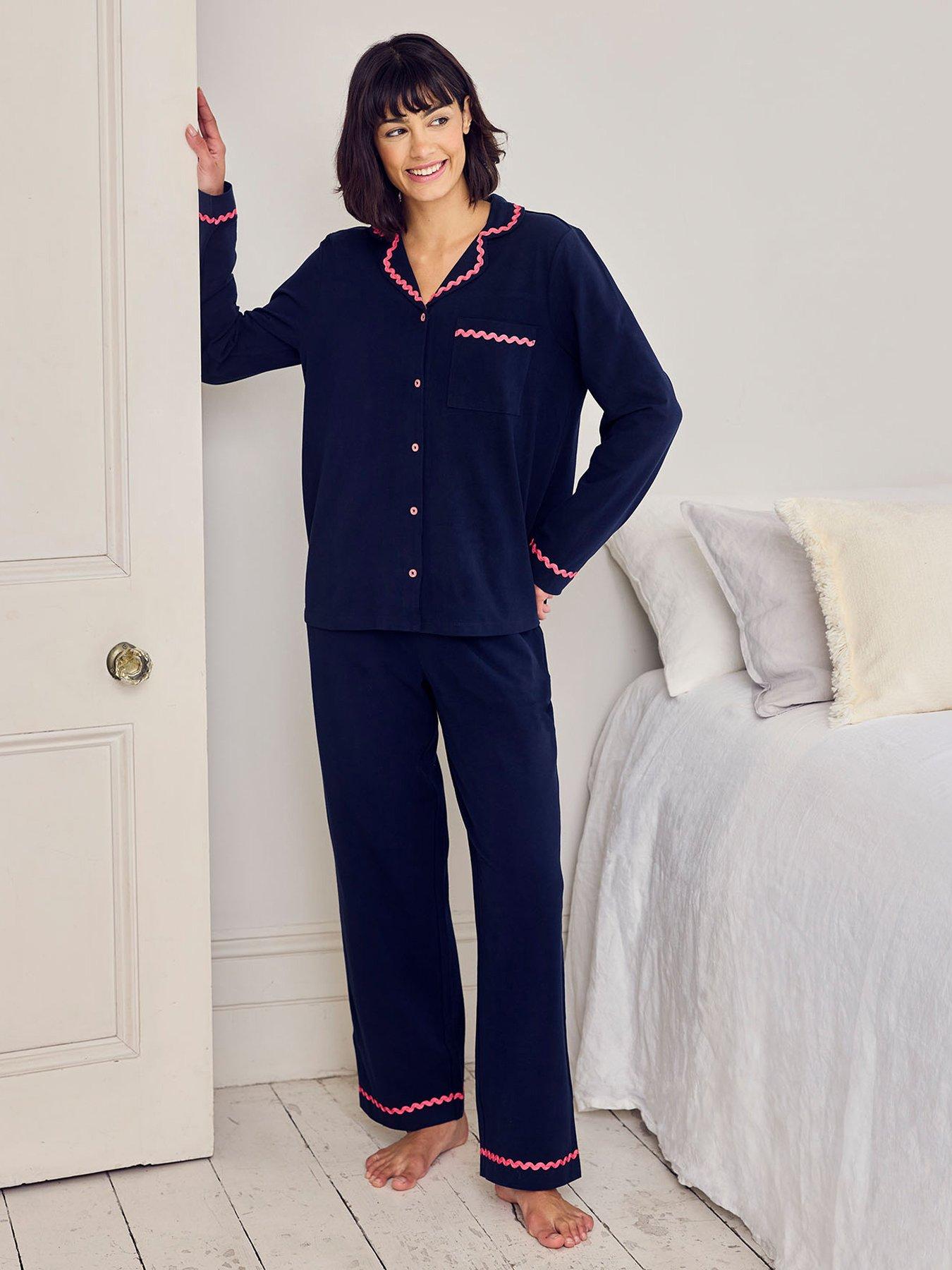chelsea-peers-cotton-embroidered-back-good-morning-long-pyjama-set-navy