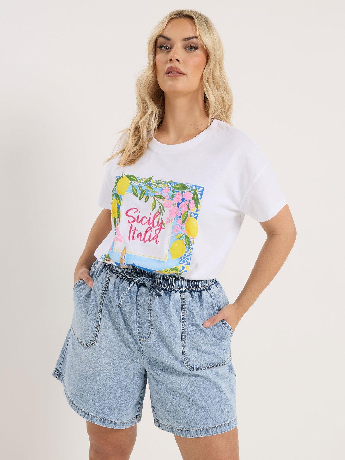 yours-curve-tie-waist-denim-shortfront