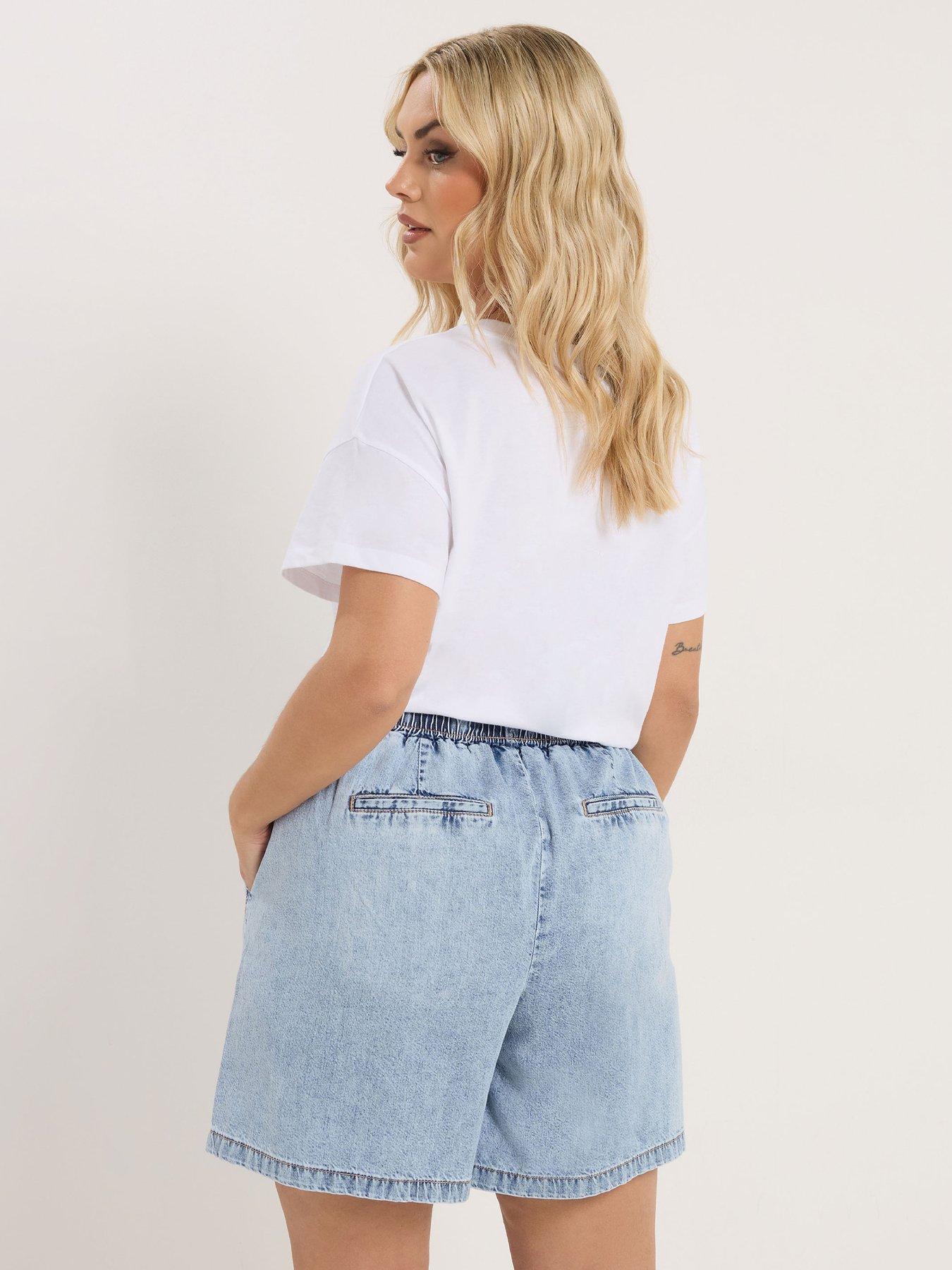 yours-curve-tie-waist-denim-shortstillFront