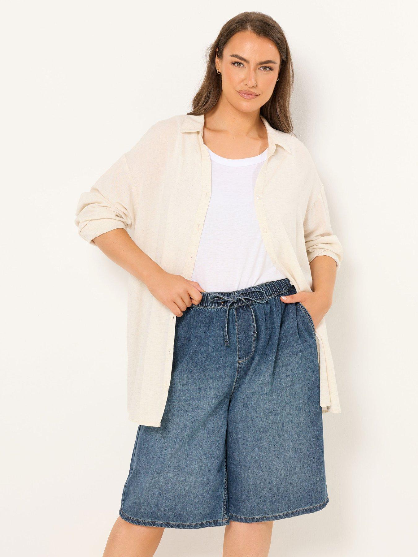yours-curve-pull-on-denim-jort-bluefront