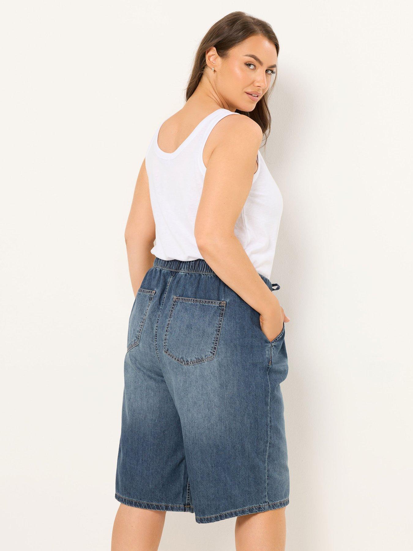 yours-curve-pull-on-denim-jort-bluestillFront