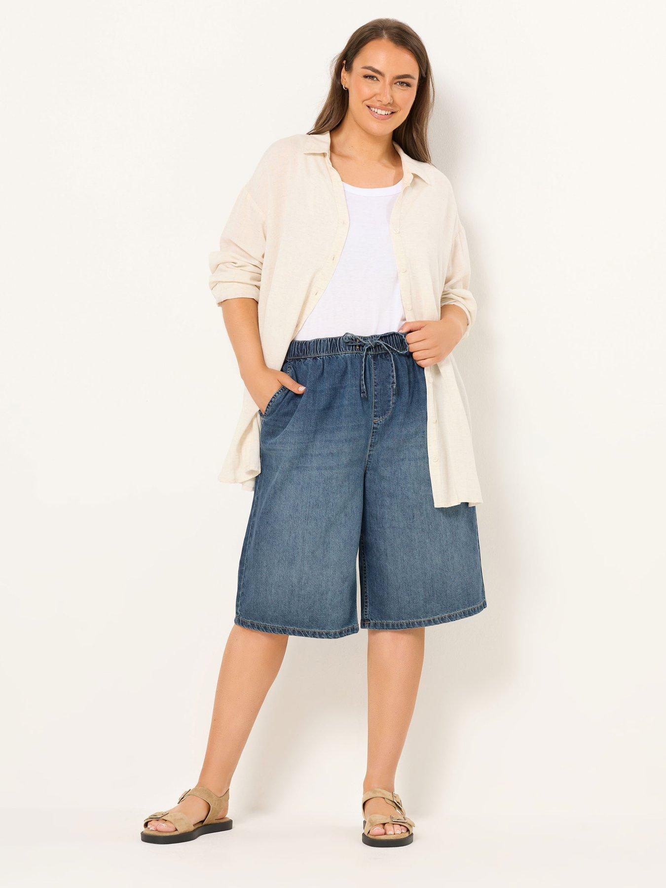 yours-curve-pull-on-denim-jort-blueback