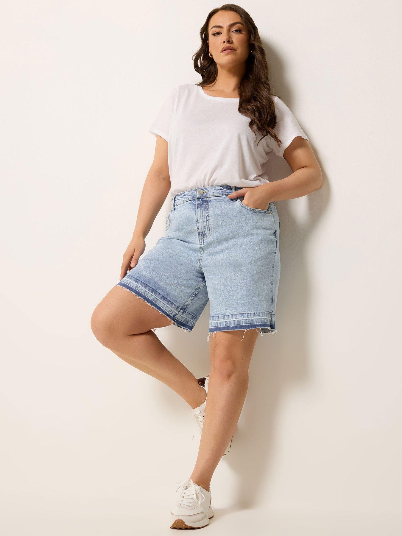 Image 3 of 5 of Yours Curve Tie Dye Hem Denim Short