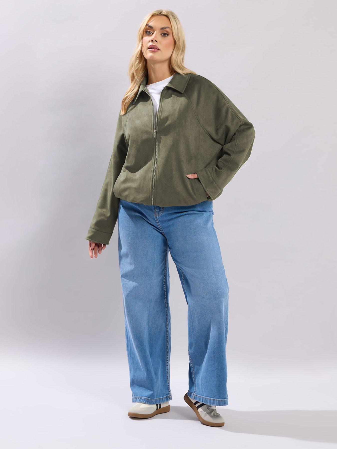 yours-curve-faux-suede-bomber-jacket-greenback