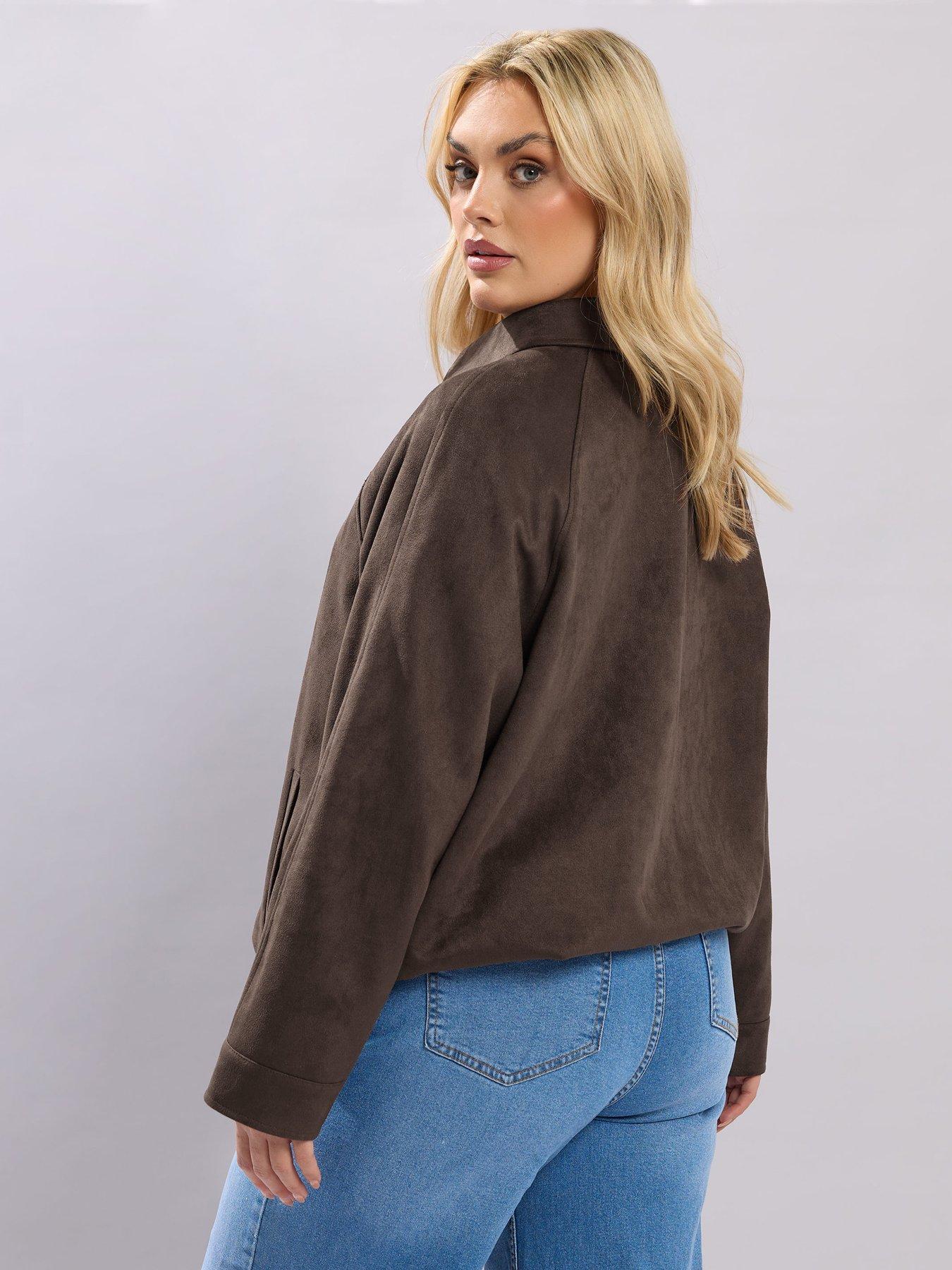 yours-curve-suedette-bomber-brownstillFront