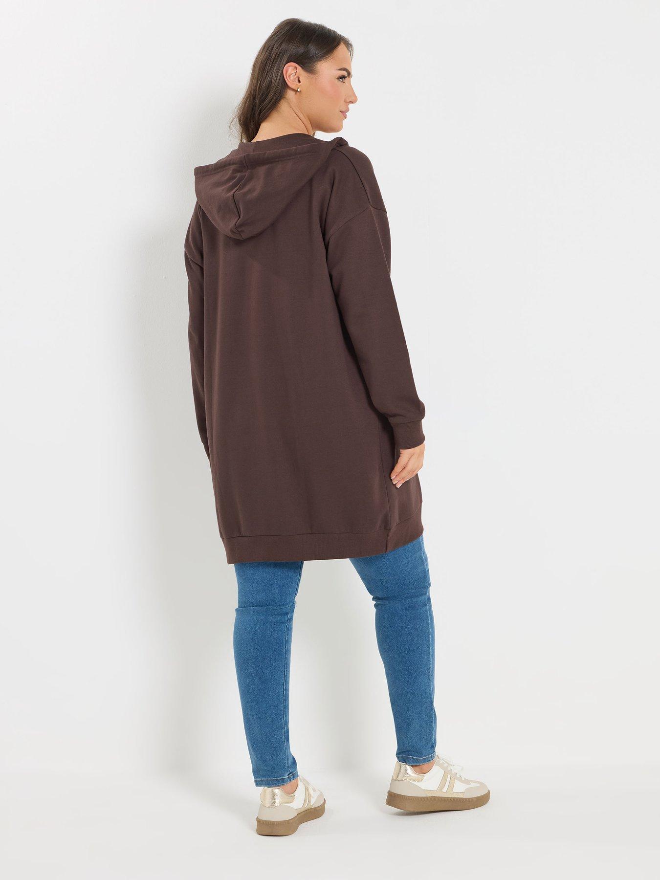 yours-curve-longline-hoodie-brownstillFront