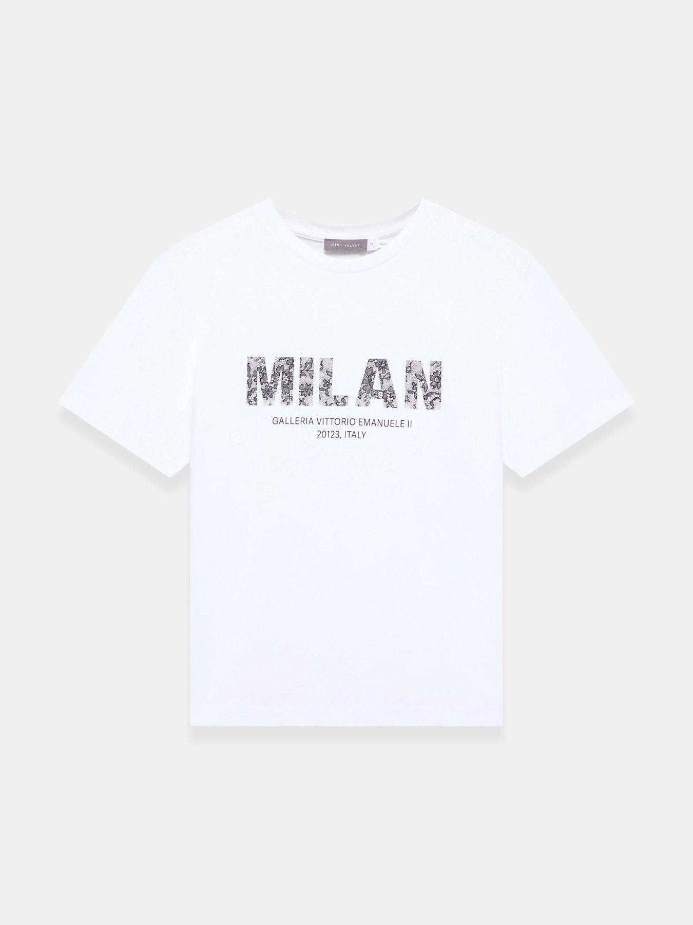 Image 4 of 6 of Mint Velvet Lace Milan Graphic T-Shirt - White
