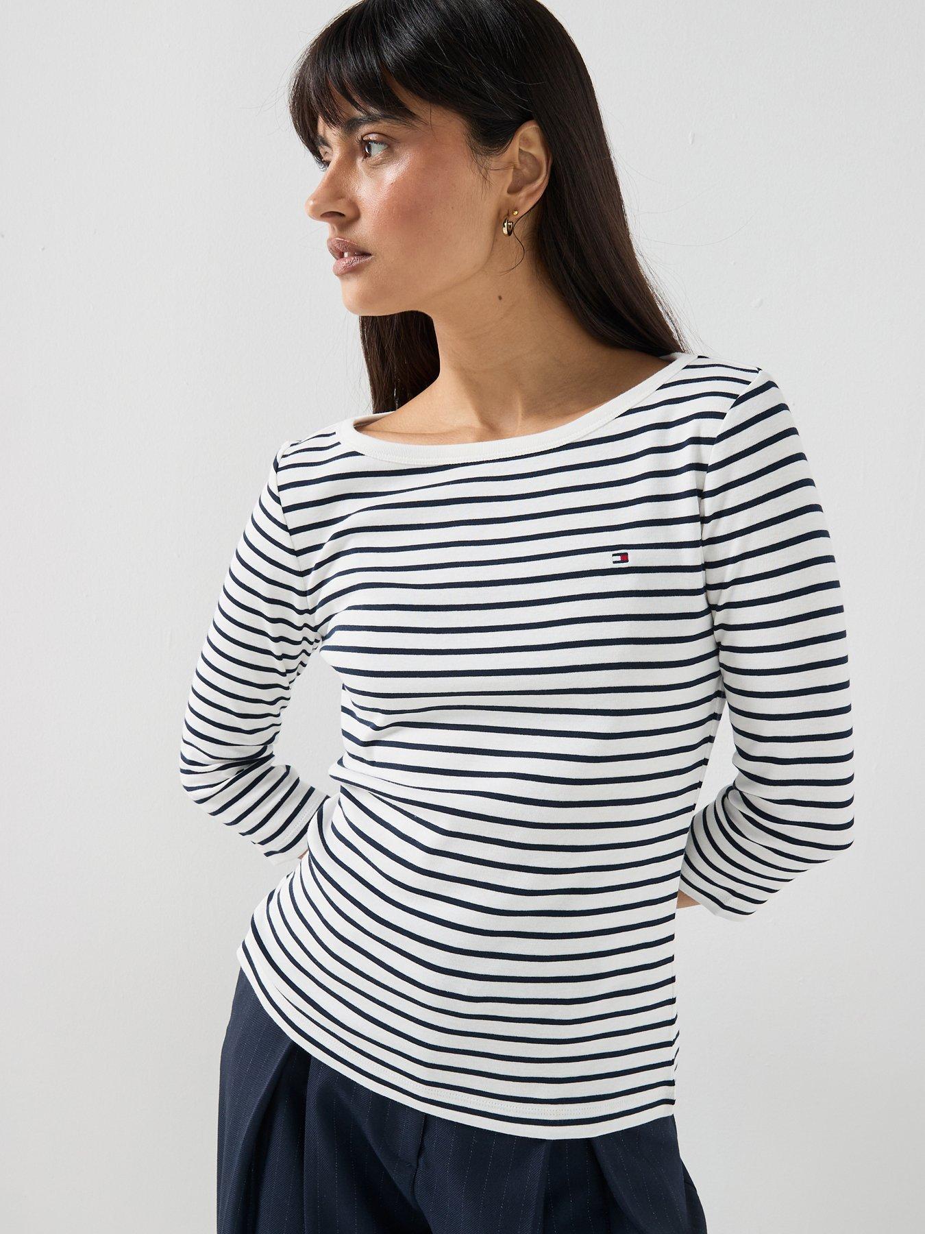 Tommy Hilfiger Cody Boat Neck 3/4 Sleeve T-Shirt - Blue