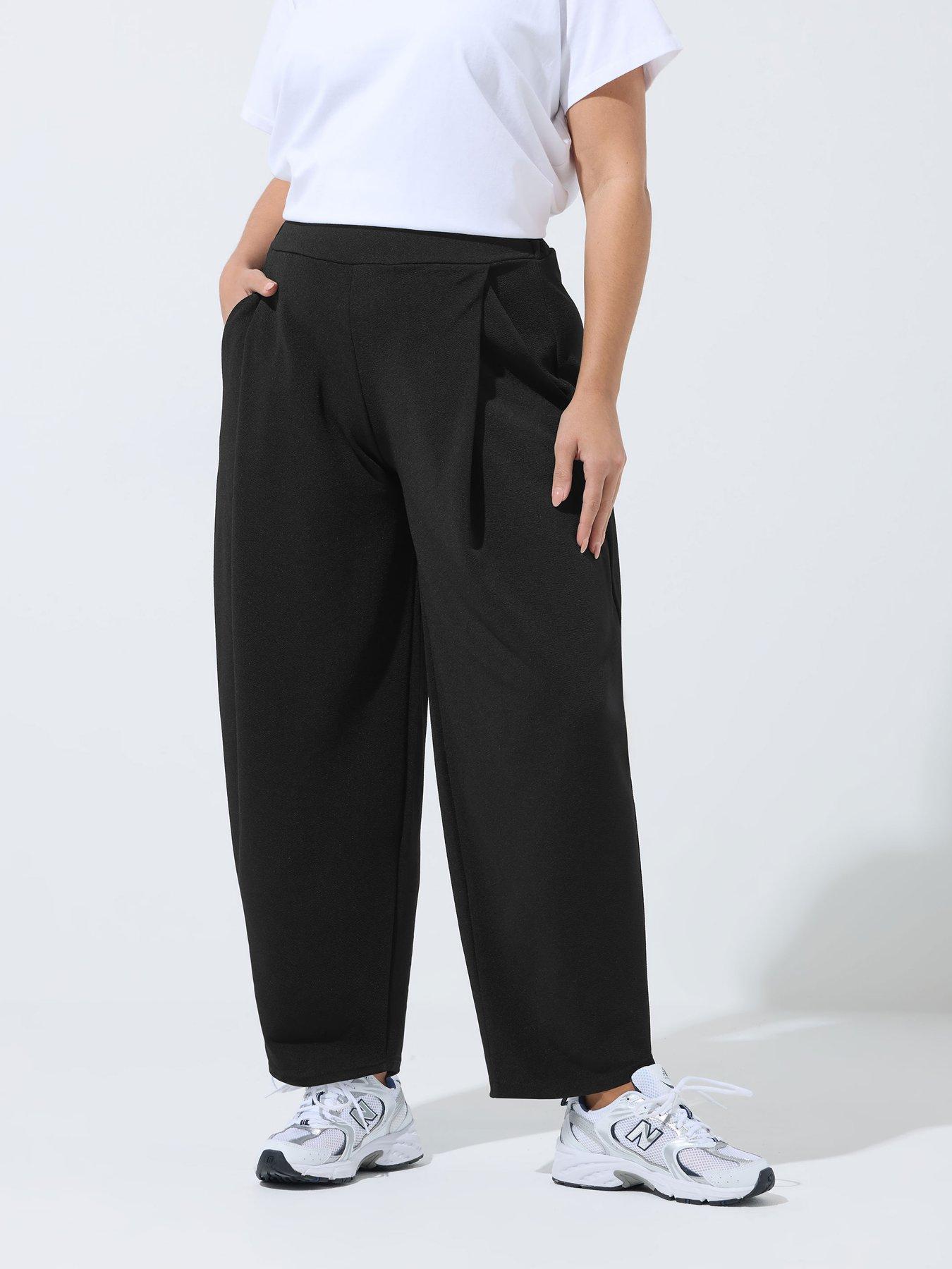 yours-curve-barrel-pleated-trouser-blackfront
