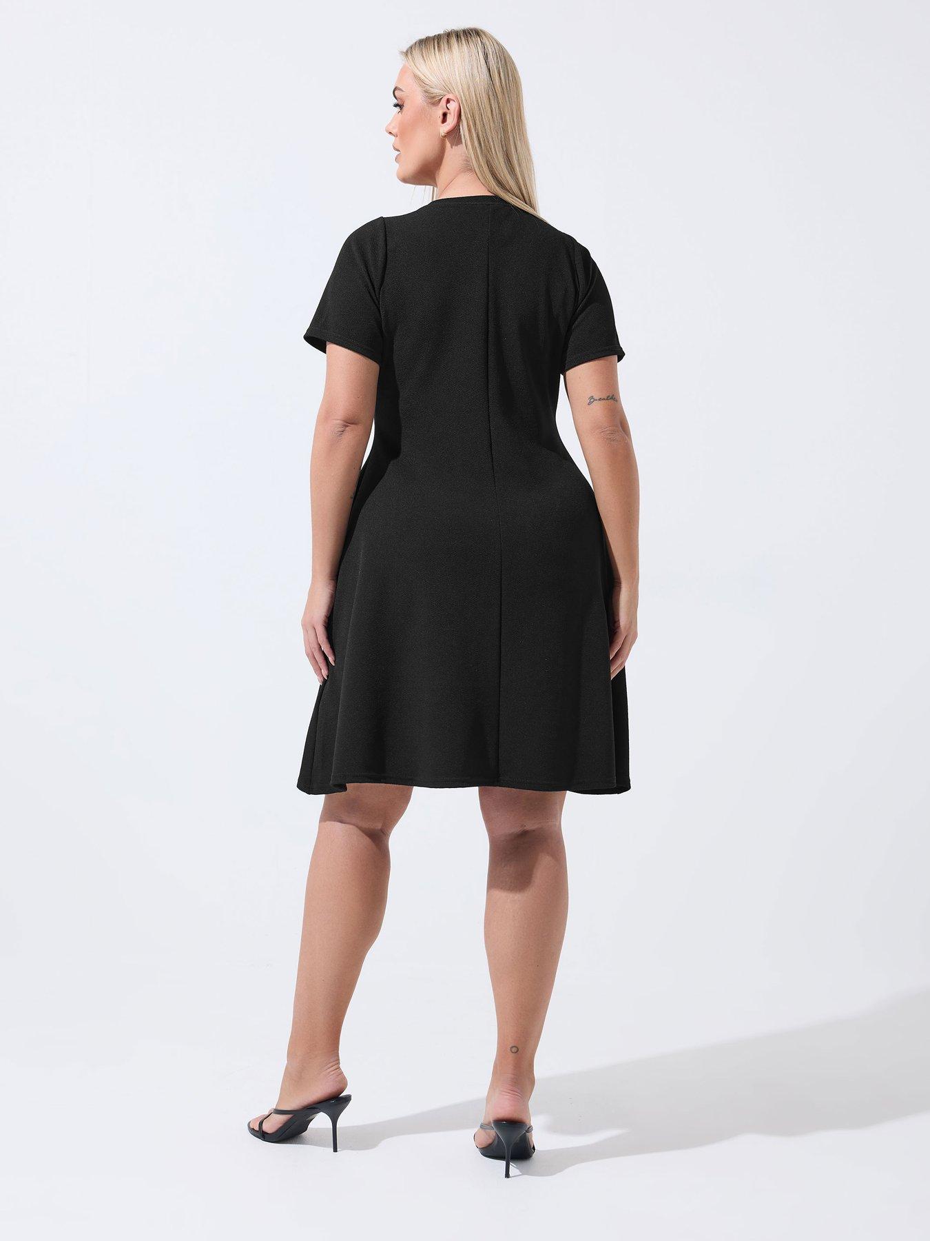 yours-curve-skater-pleated-dress-blackstillFront