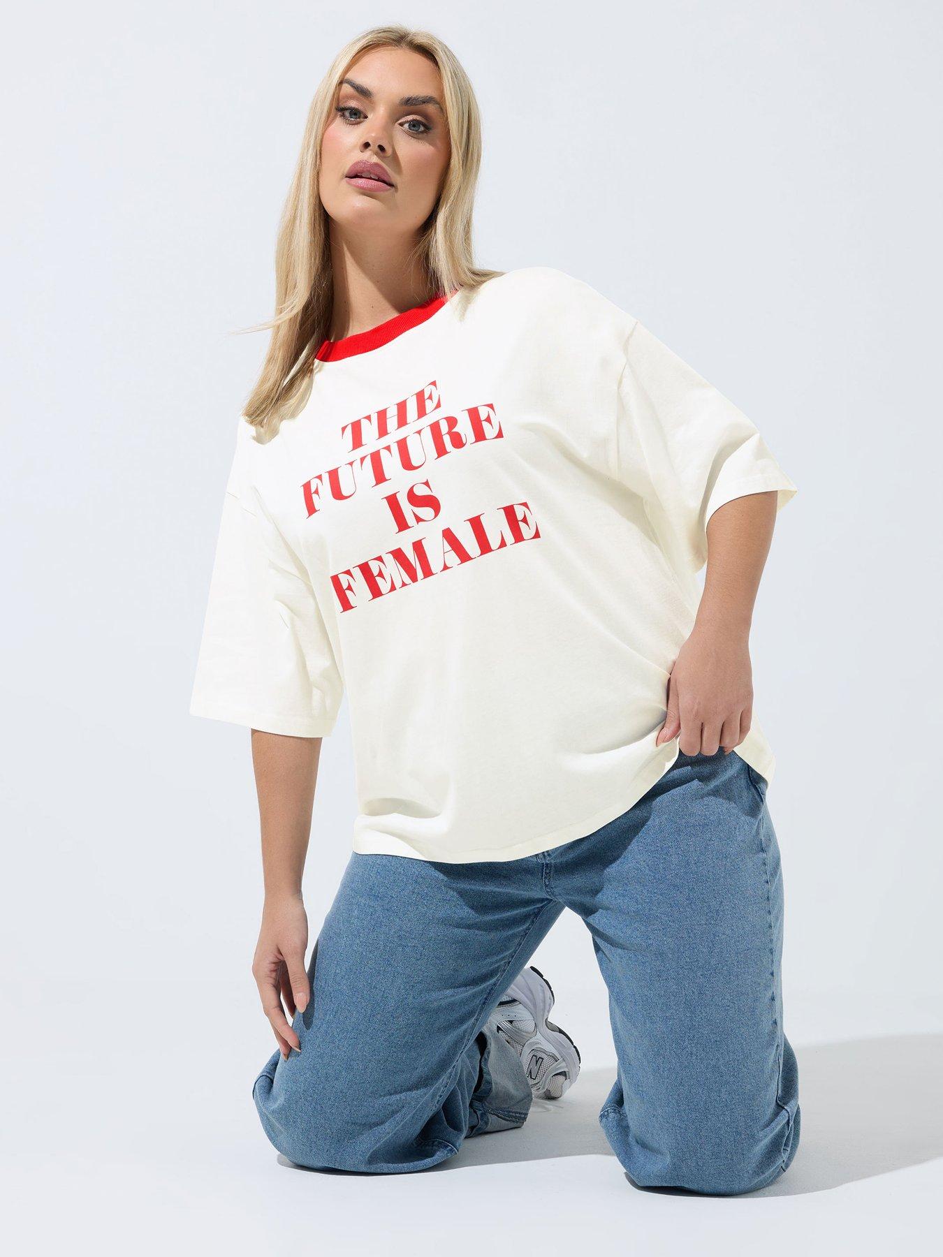 Yours Curve The Future Is Female T-Shirt - White