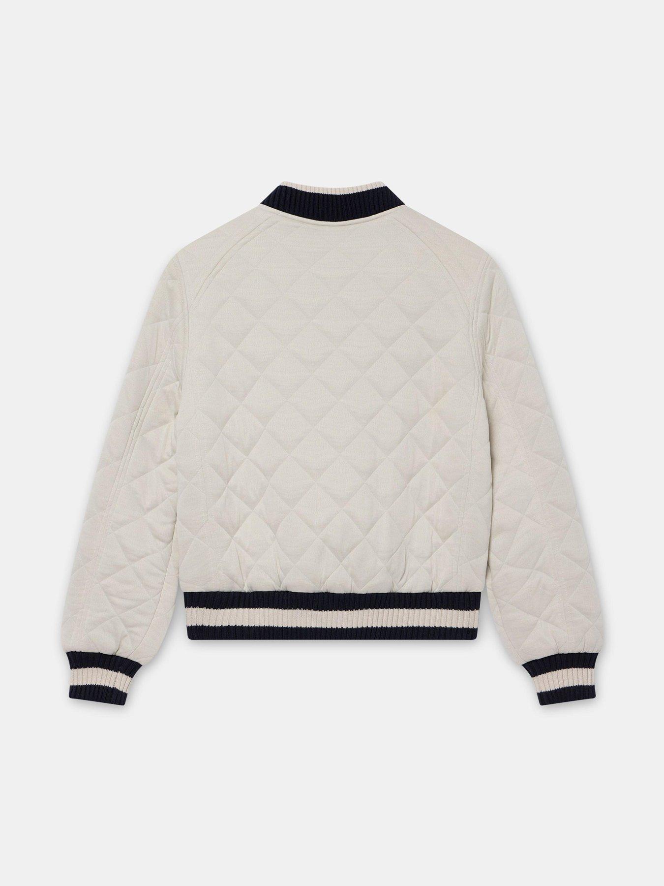 Image 6 of 6 of Mint Velvet Knit Mix Quilt Bomber Jacket &nbsp;- Cream