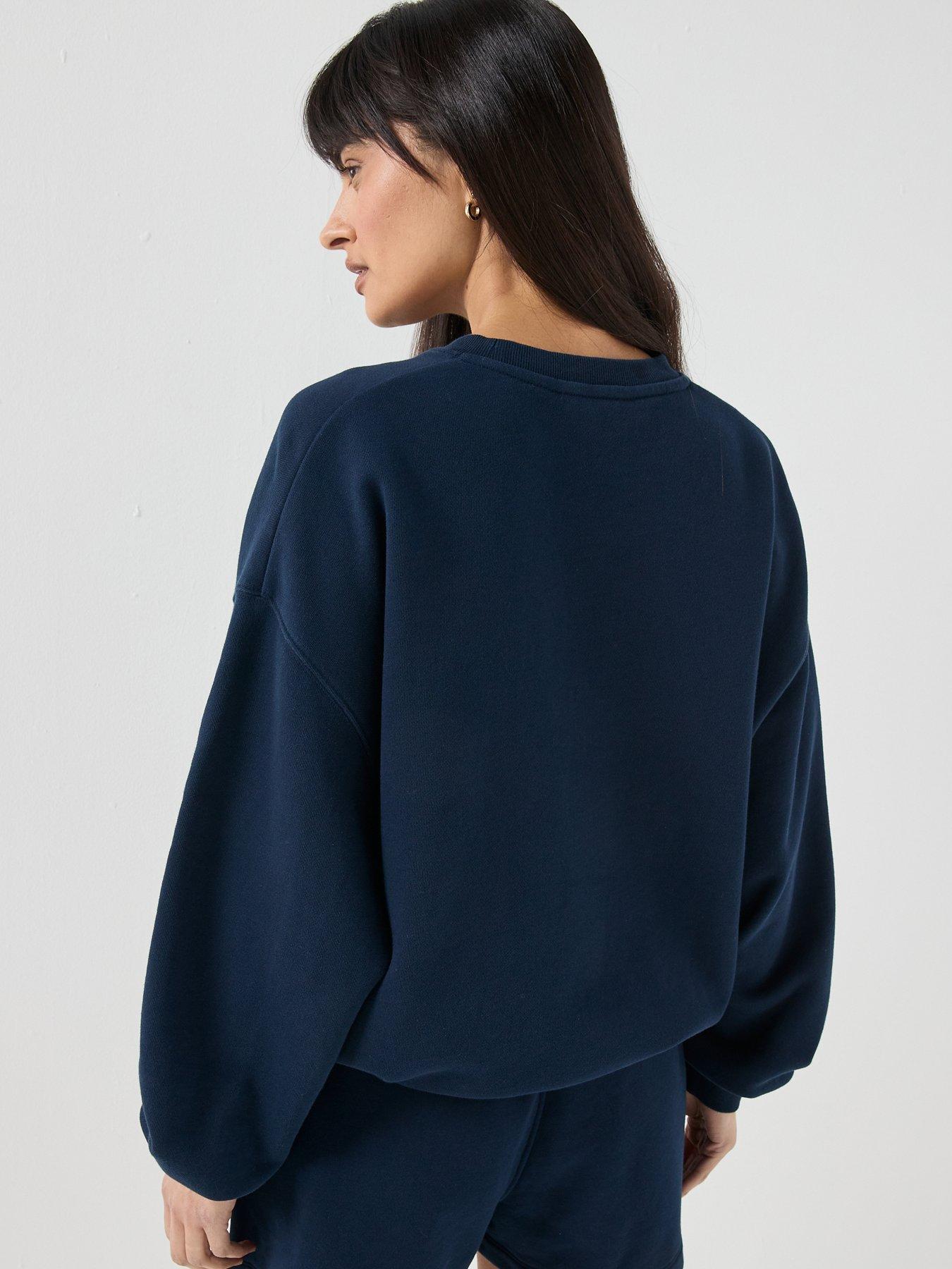 Image 2 of 5 of Tommy Hilfiger Varsity Crest Drawstring Hem Relaxed Sweatshirt - Blue
