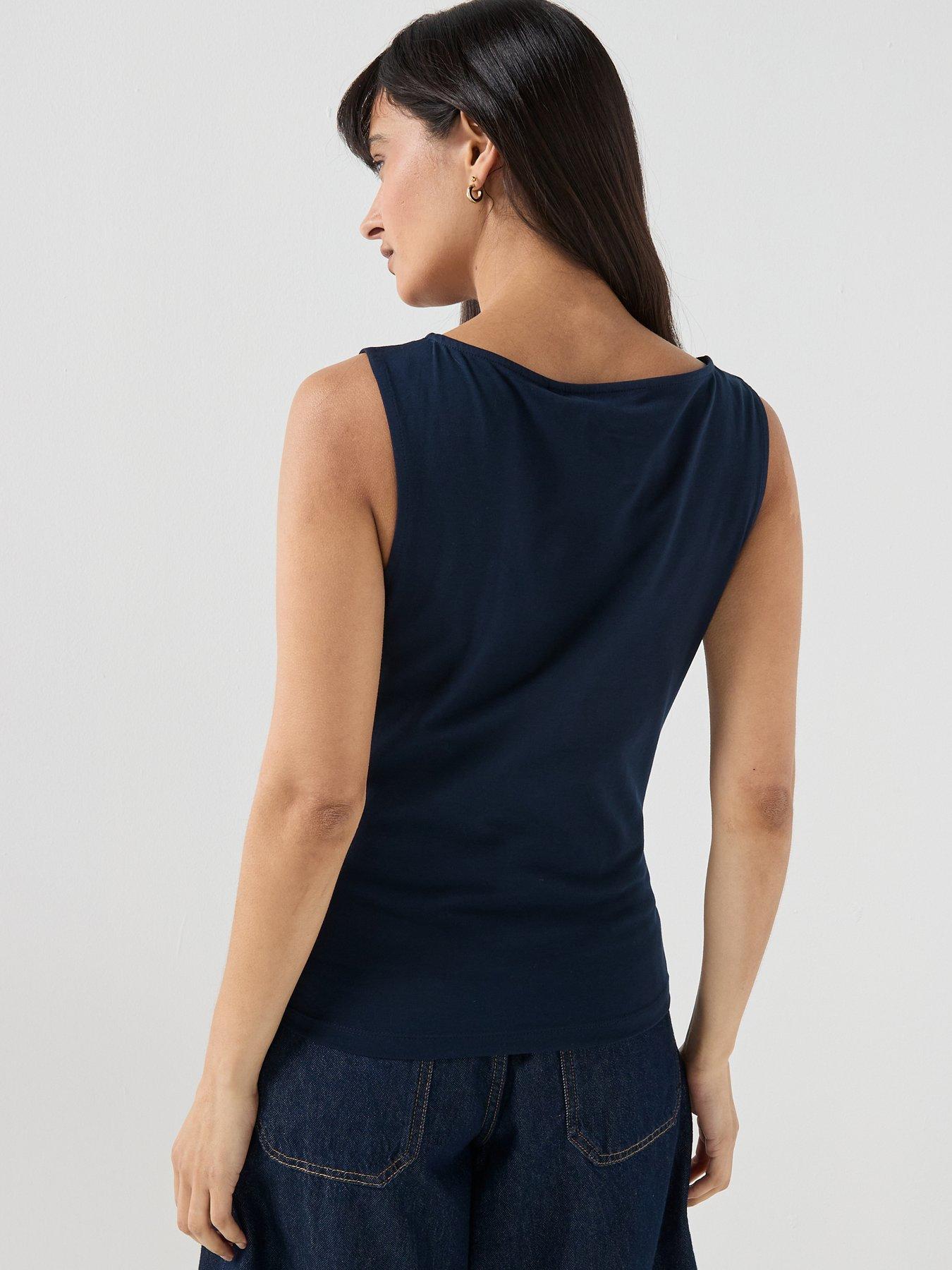 Image 2 of 6 of Tommy Hilfiger Classic Script Boat Neck Top - Blue
