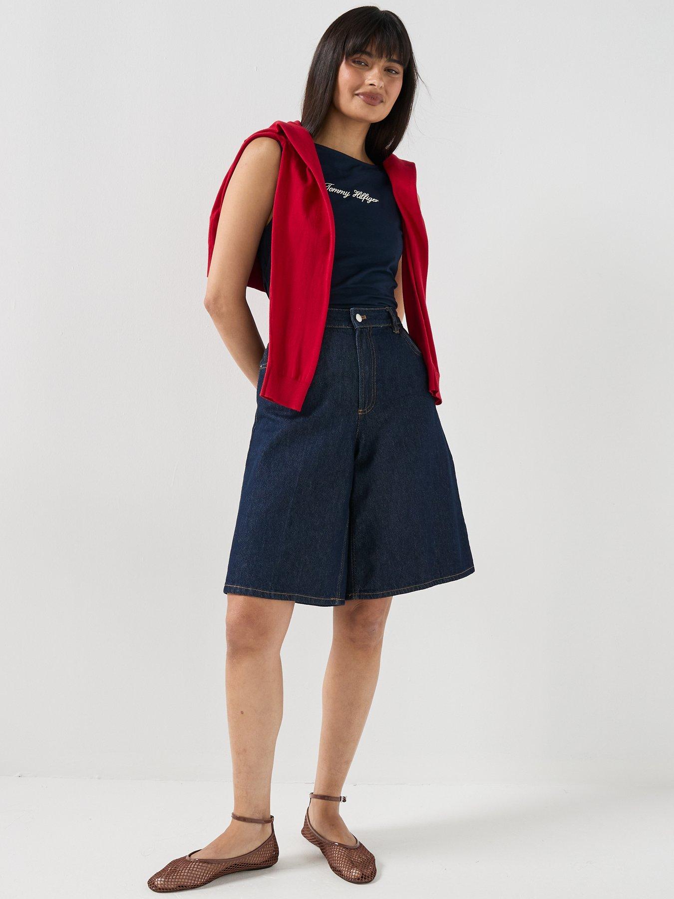 Image 3 of 6 of Tommy Hilfiger Classic Script Boat Neck Top - Blue