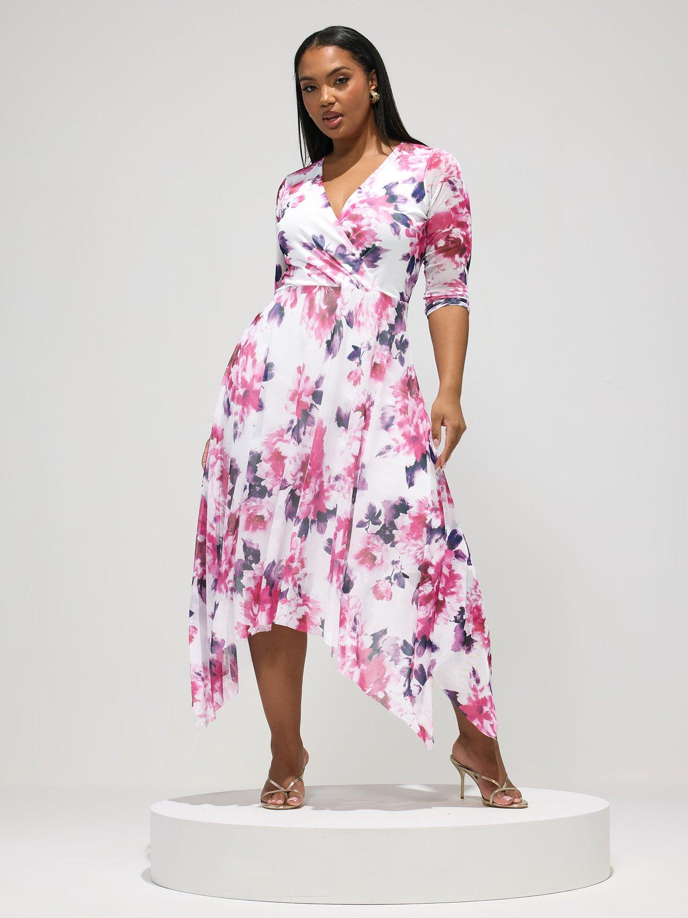 yours-curve-wrap-hanky-hem-mesh-dress-whitefront
