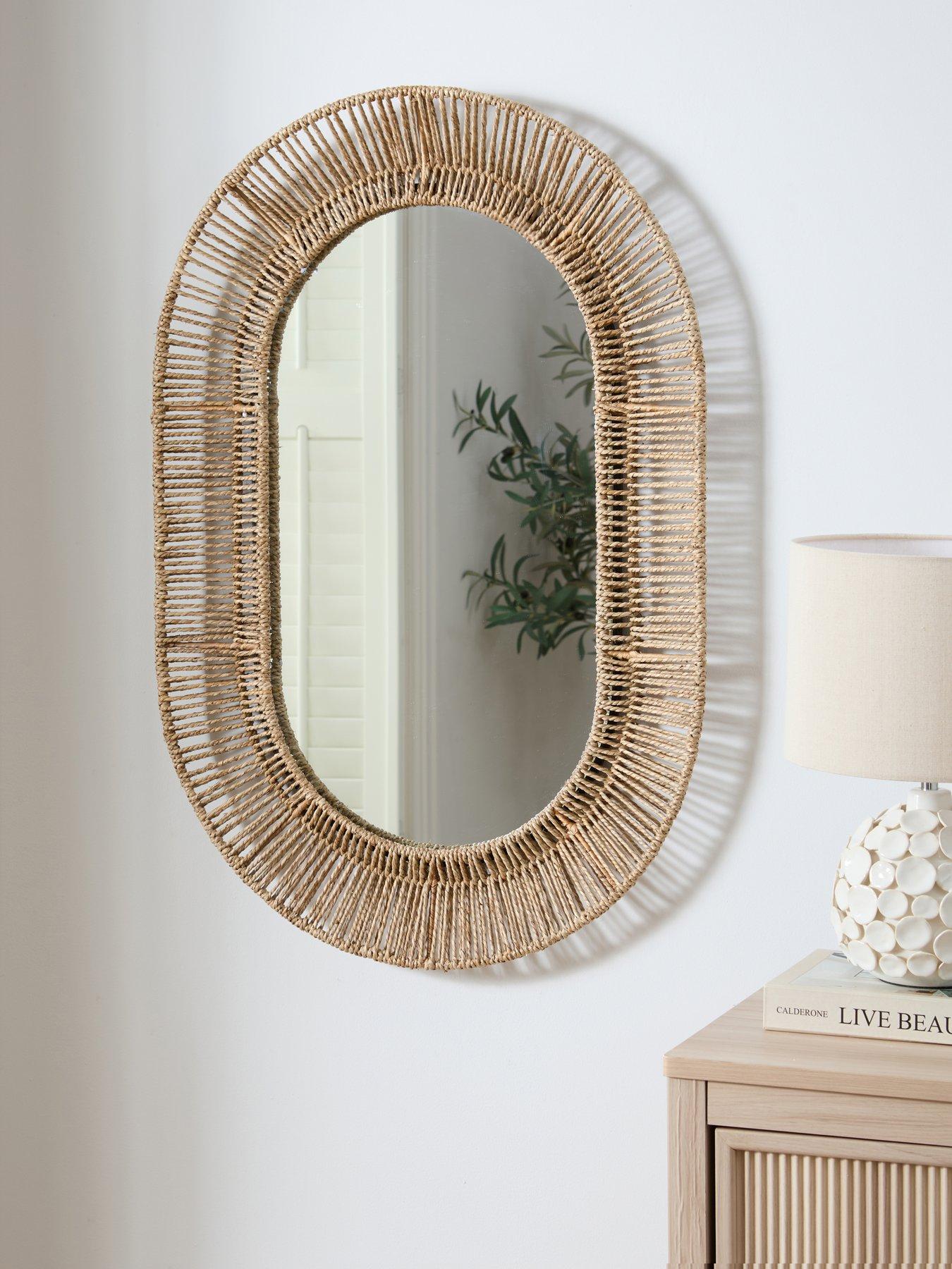 Image 1 of 7 of The Very Collection Pill Shape Rattan Mirror 60x90cm